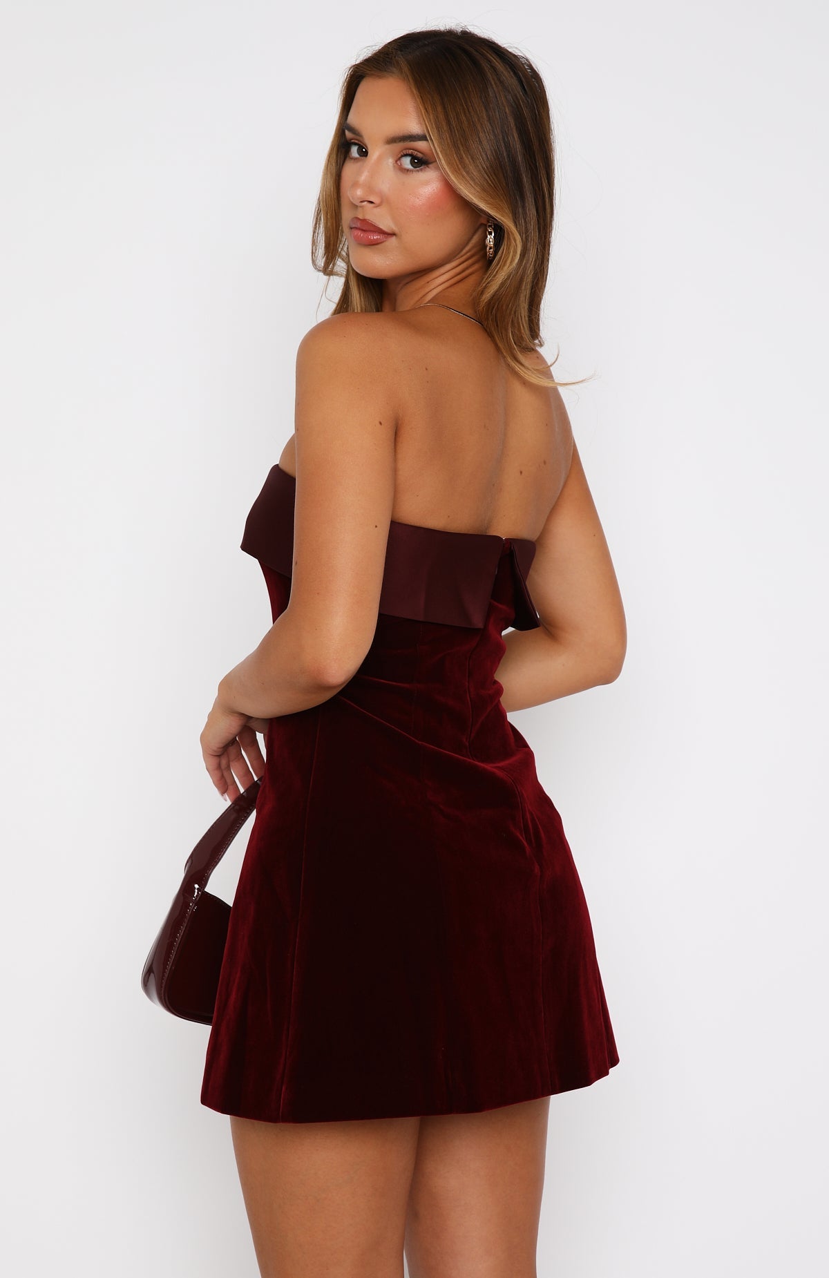 Let Loose Strapless Mini Dress Deep Red
