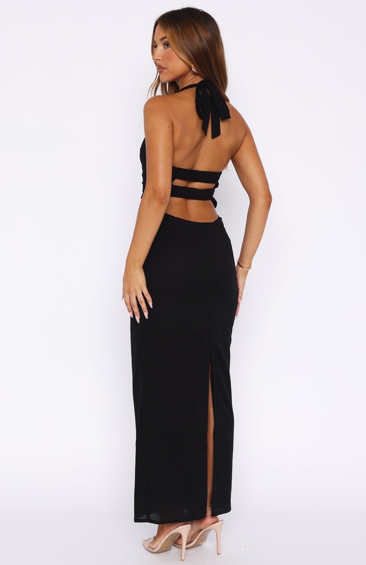 Counting On It Halter Maxi Dress Black