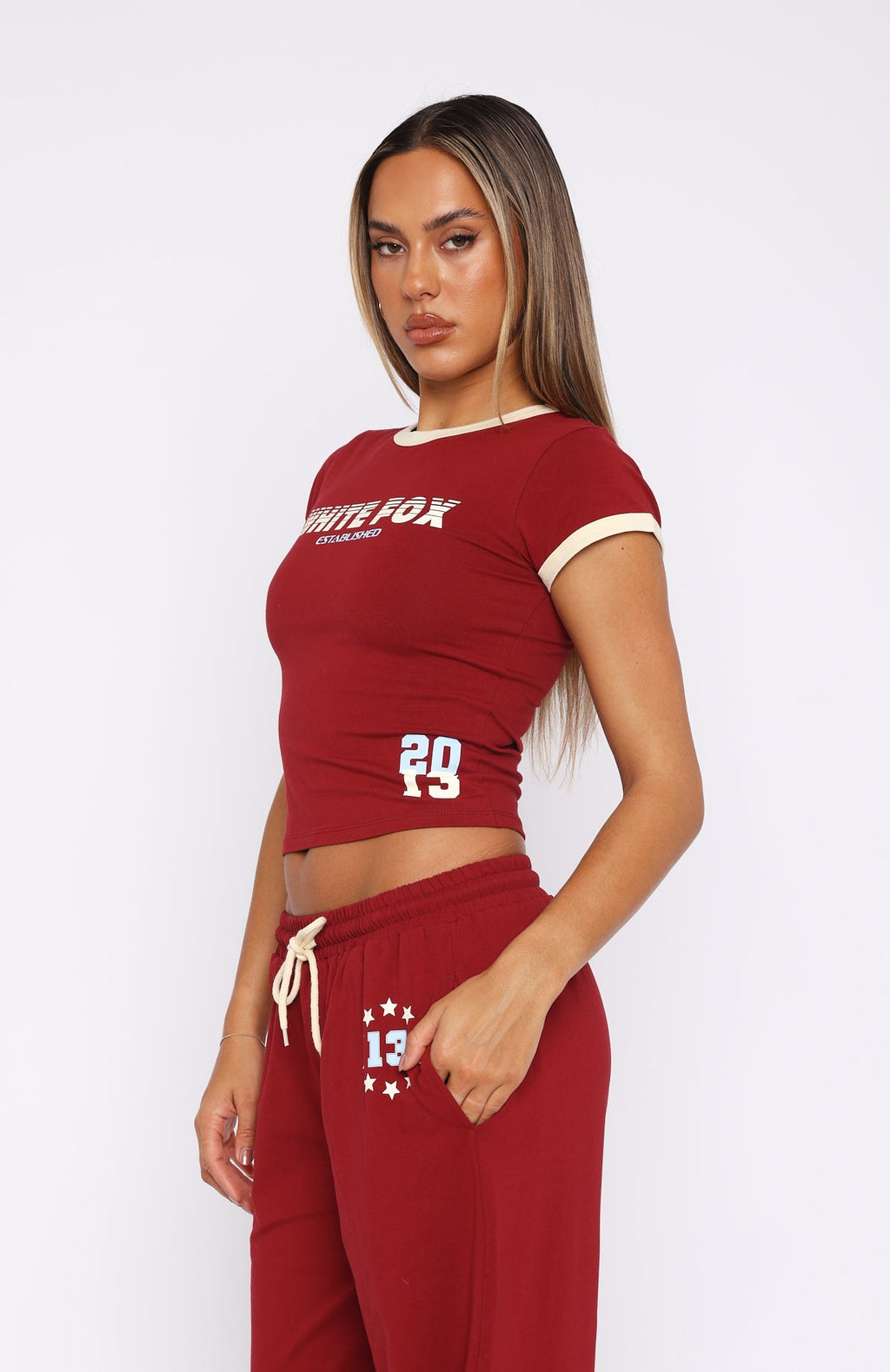 Full Schedule Baby Tee Burgundy