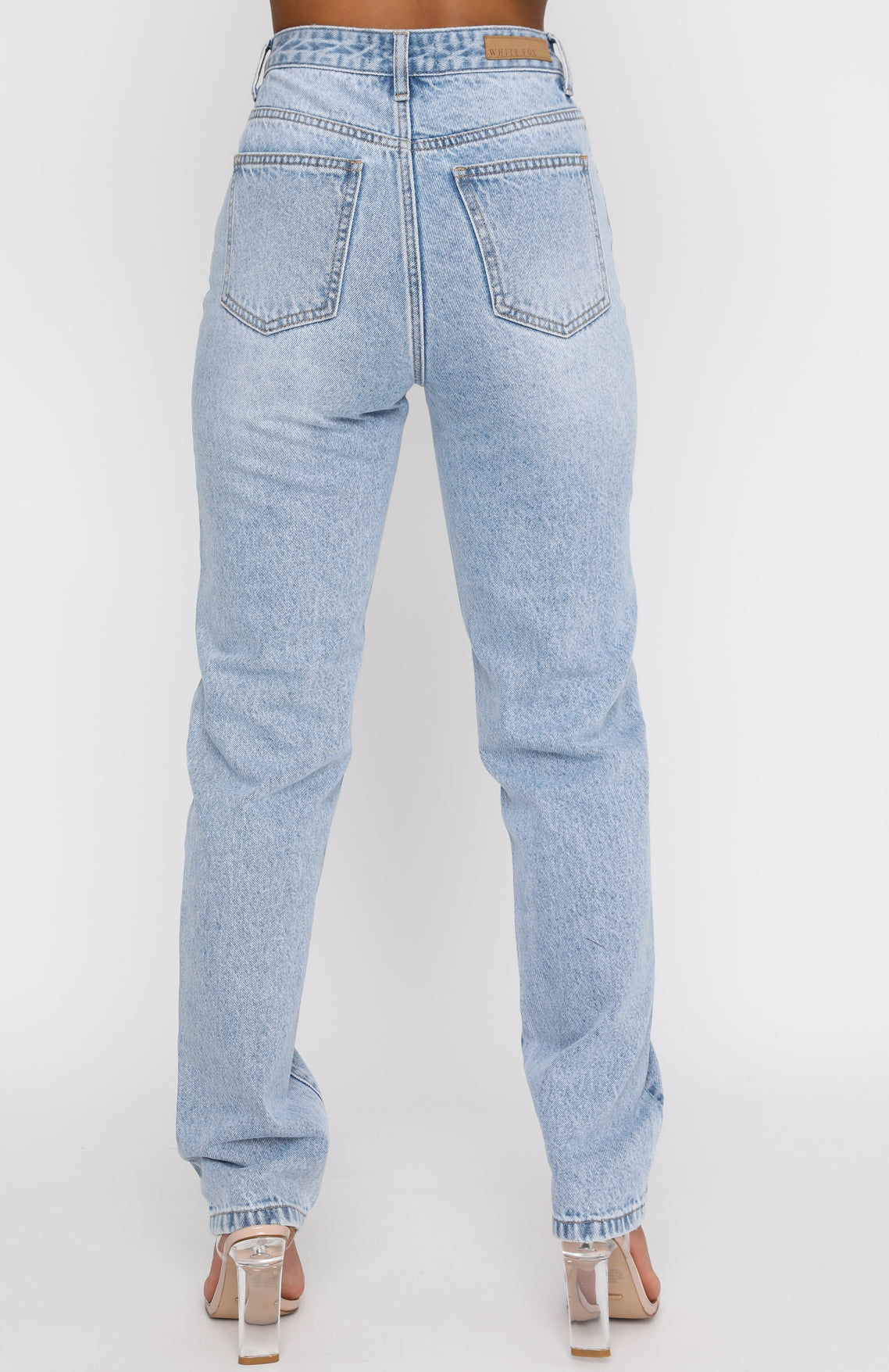 Who's That Girl Straight Leg Denim Jeans Washed Blue