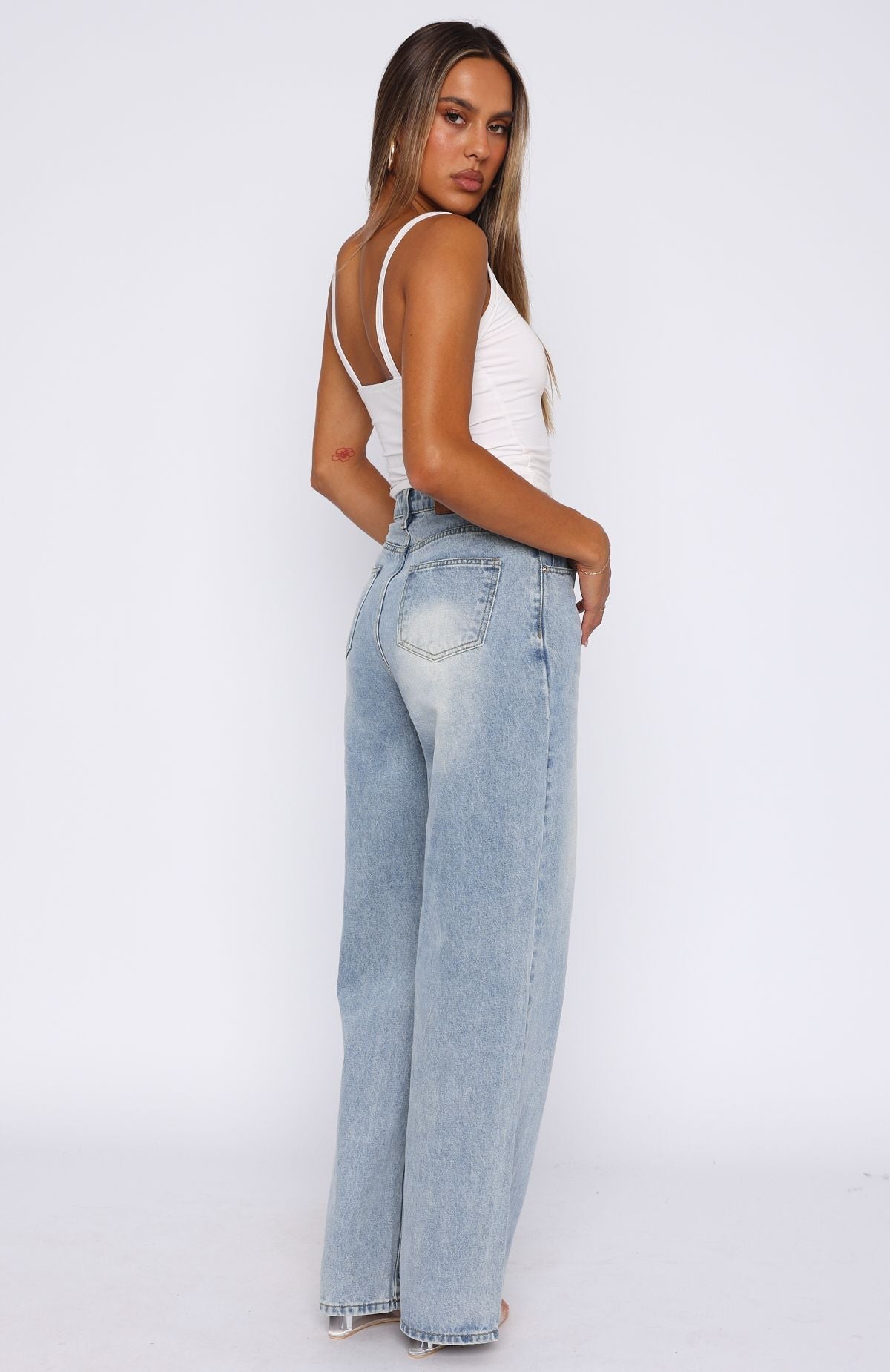 Bring The Style High Rise Wide Leg Jeans Light Blue