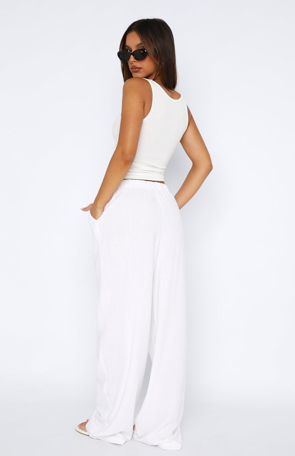 Live It Up Linen Pants White