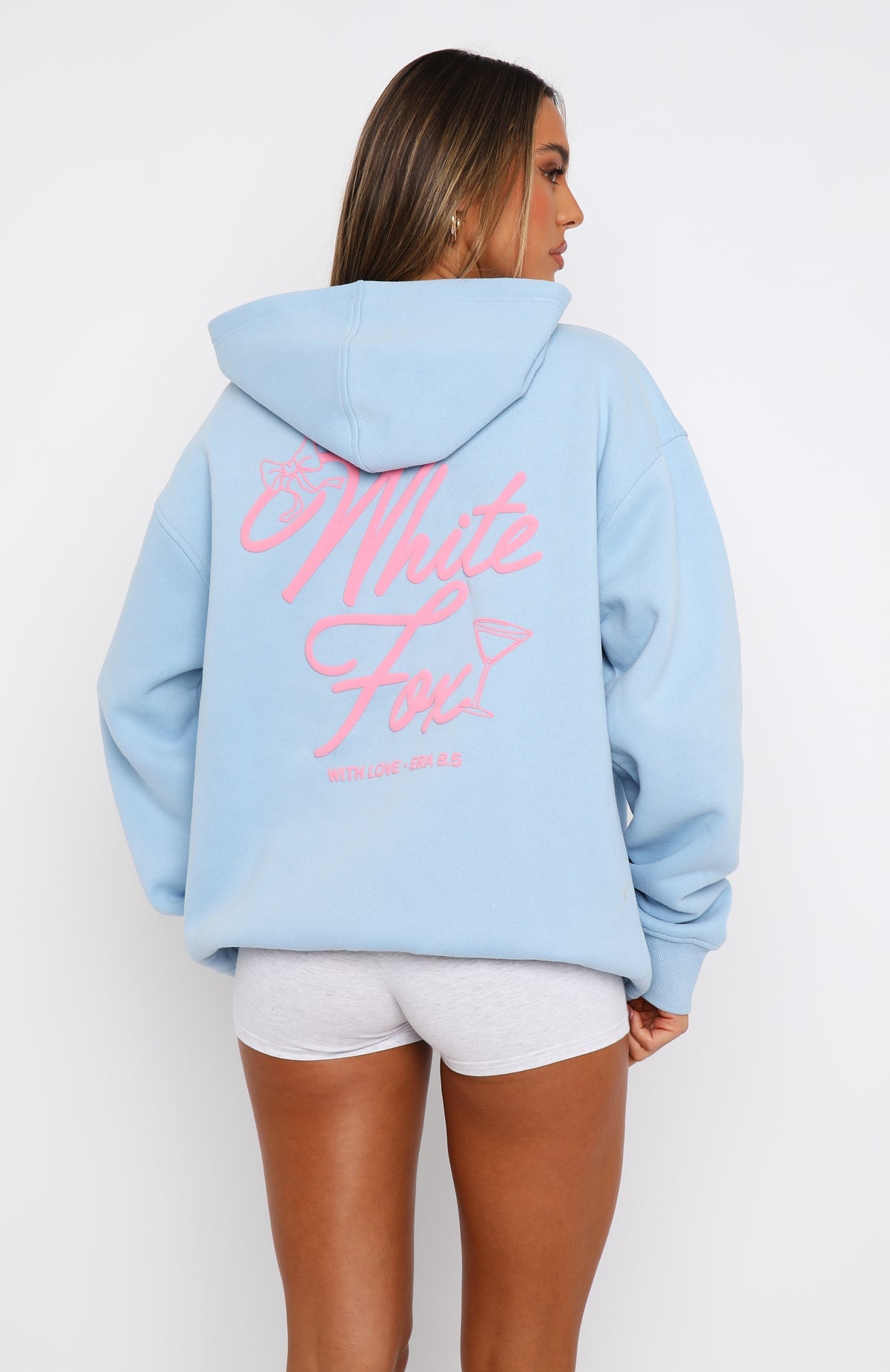 With Love & Kisses Oversized Hoodie Baby Blue