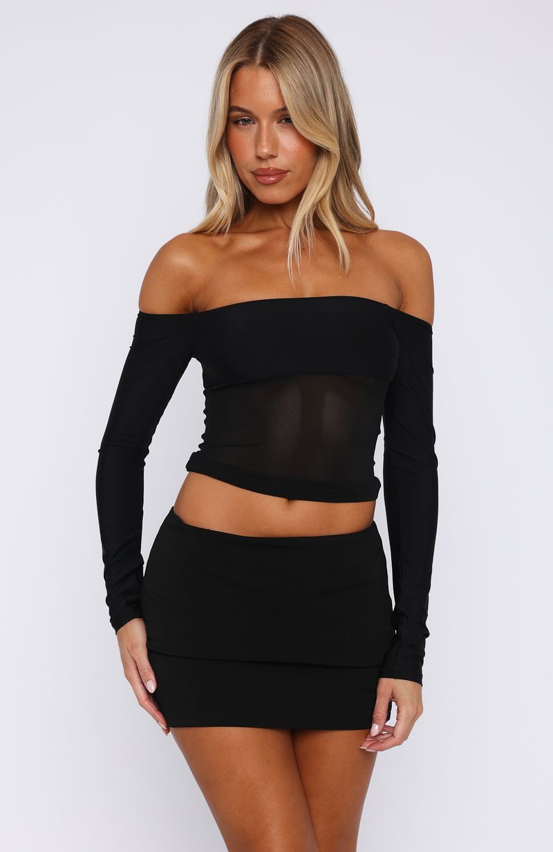 Used Up Long Sleeve Top Black