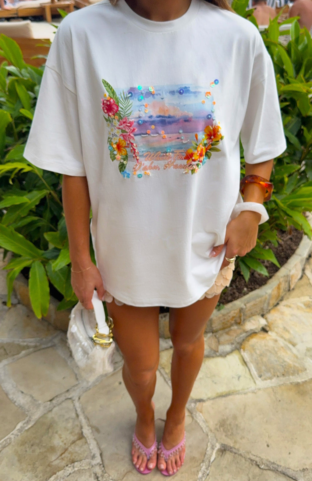 Hawaii Holiday Oversized Tee White