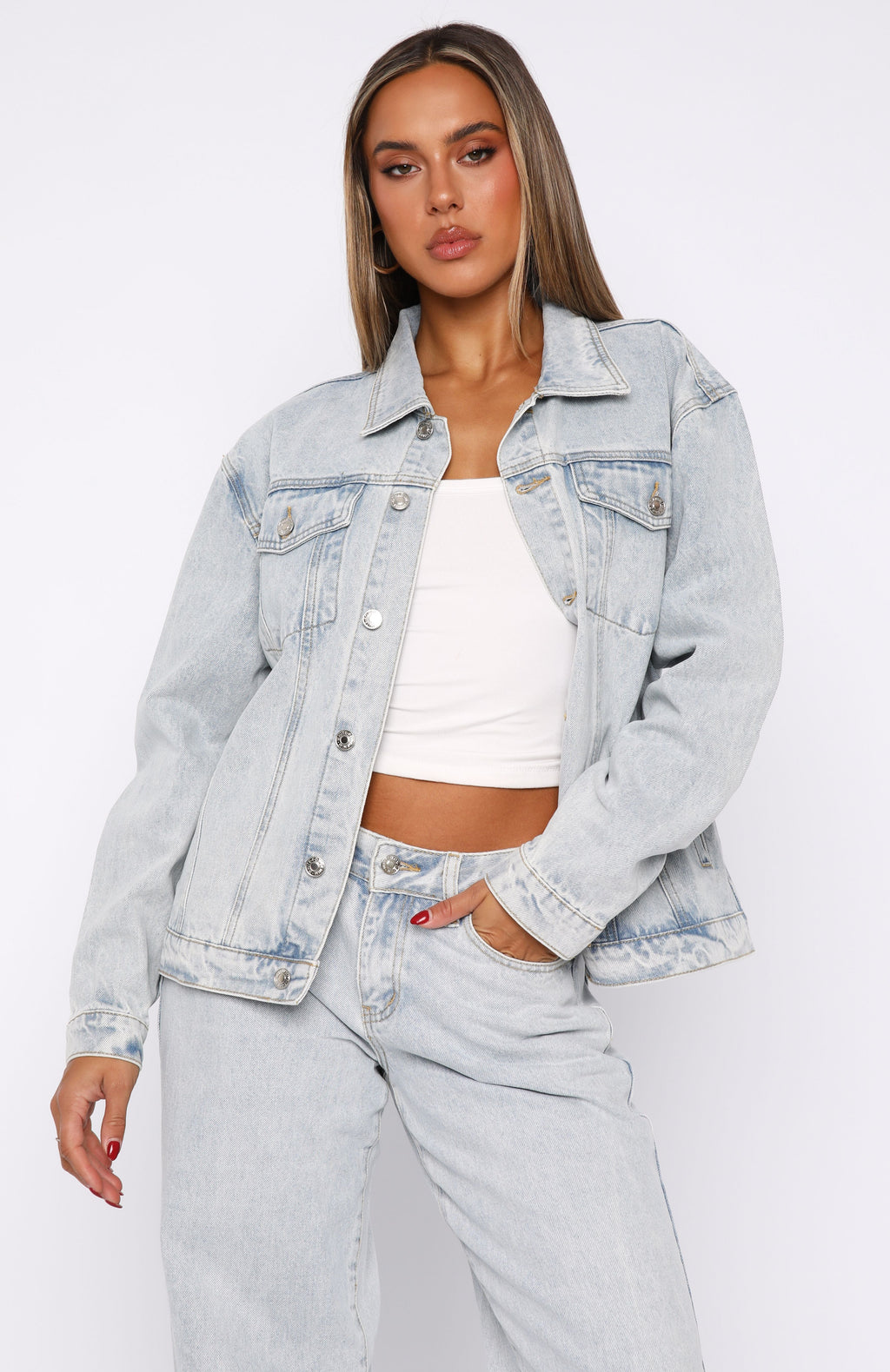 Adriana Oversized Denim Jacket Glacier Blue