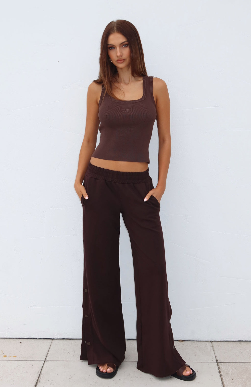 Our Bridges Burned Wide Leg Pants Chocolate