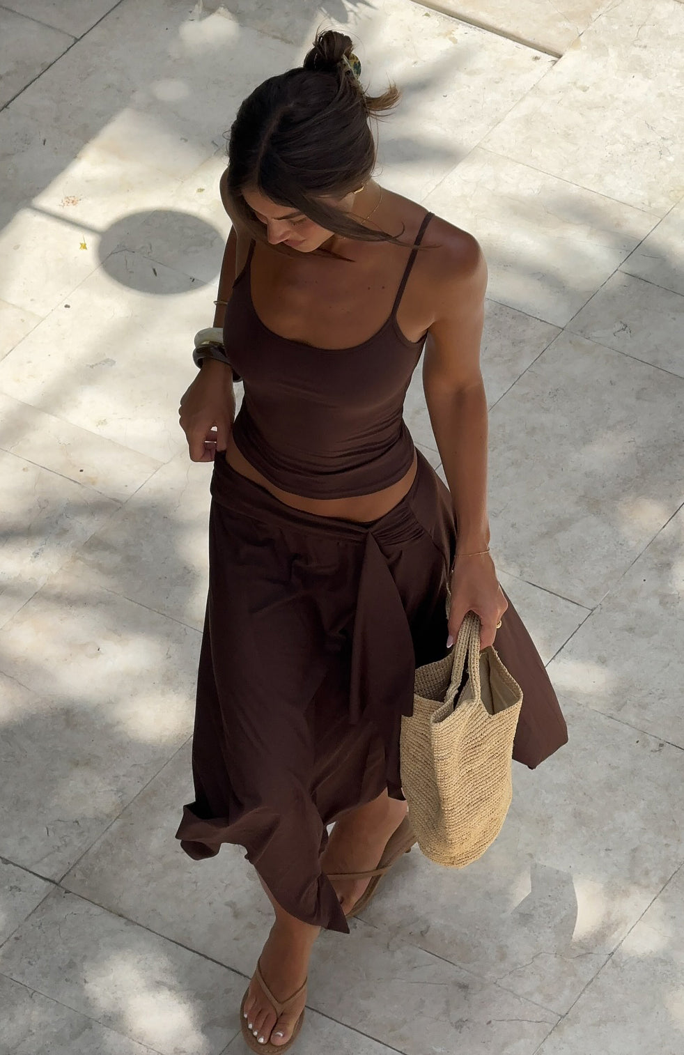 Free All Night Midi Skirt Chocolate