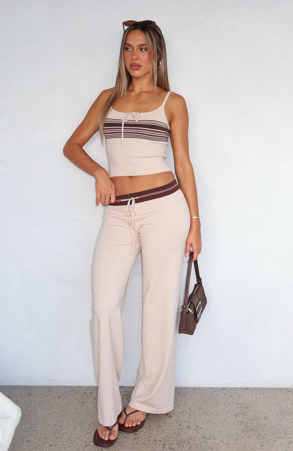 Keep Driving Knit Pants Chocolate Stripe