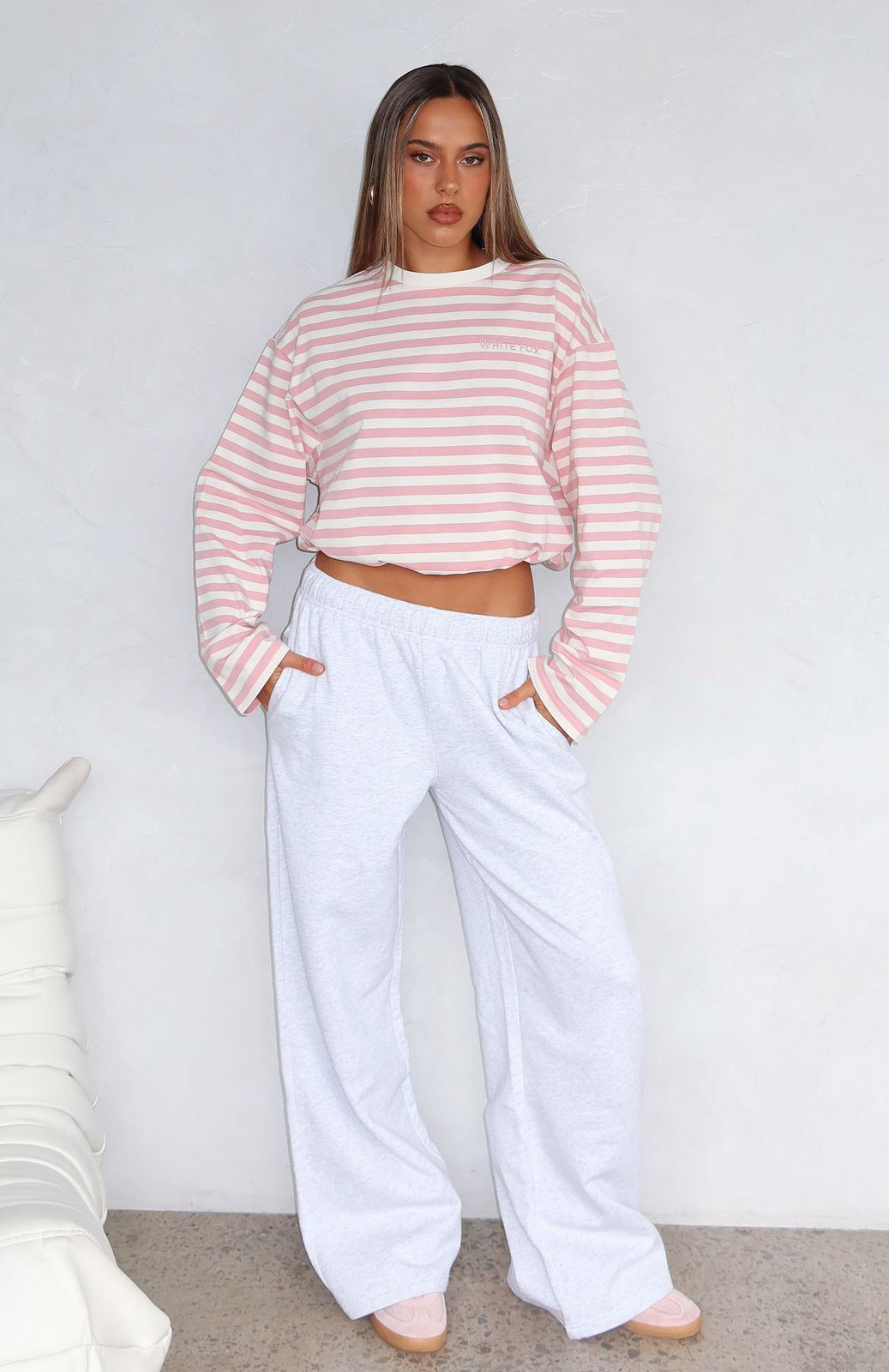 Give It A Rest Wide Leg Sweatpants Grey Marle