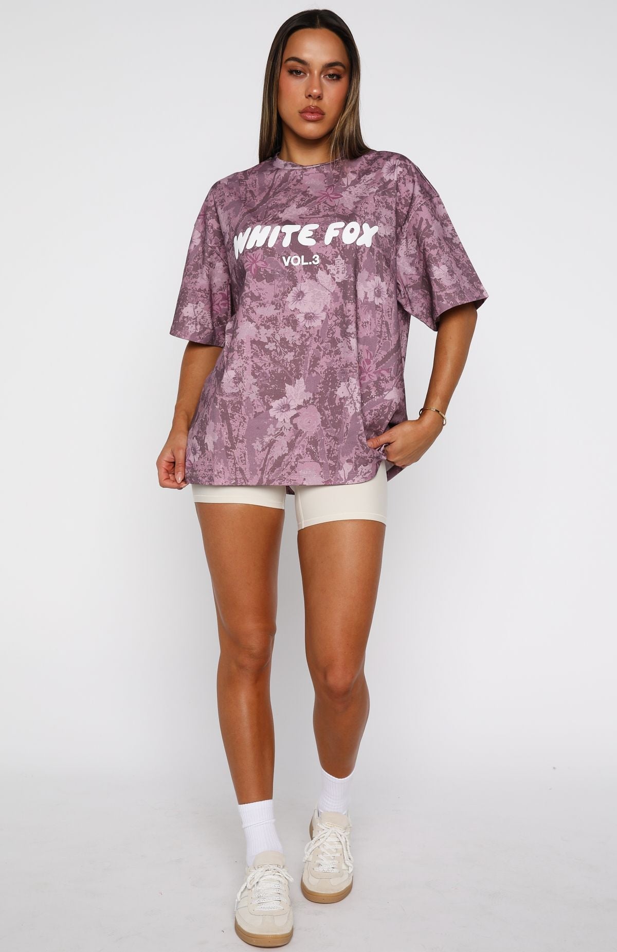 Offstage Printed Oversized Tee Berry Floral