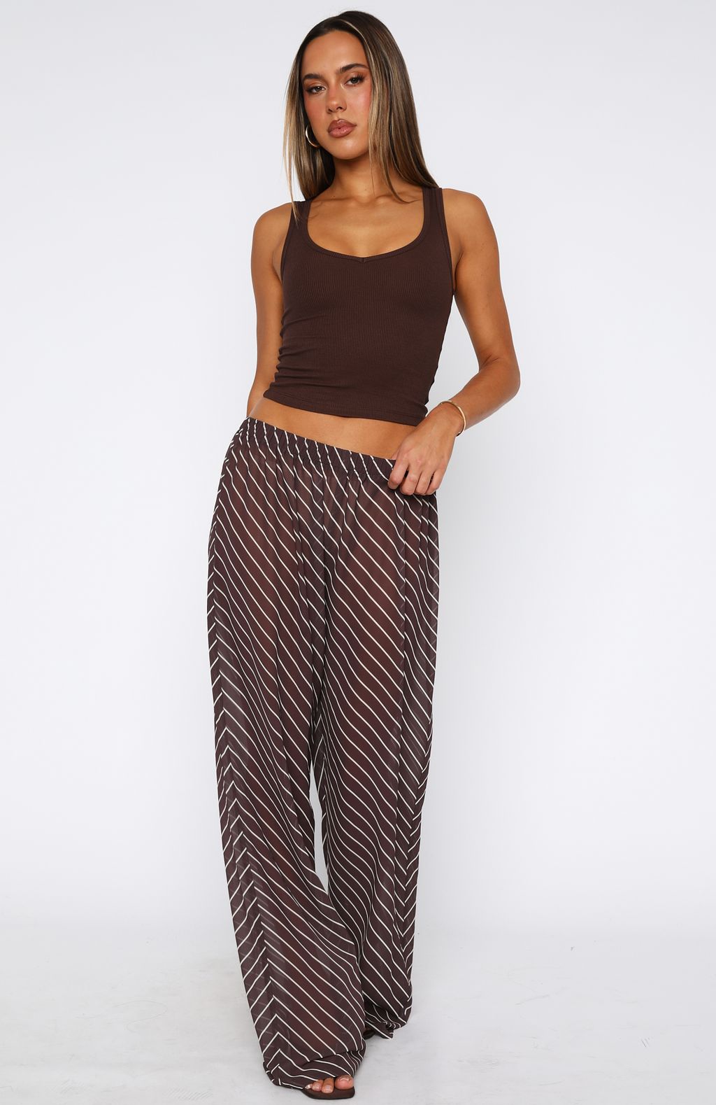 Something More Pants Choc/Cream Stripe