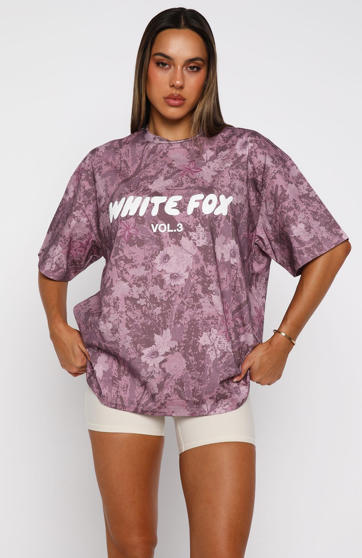 Offstage Printed Oversized Tee Berry Floral