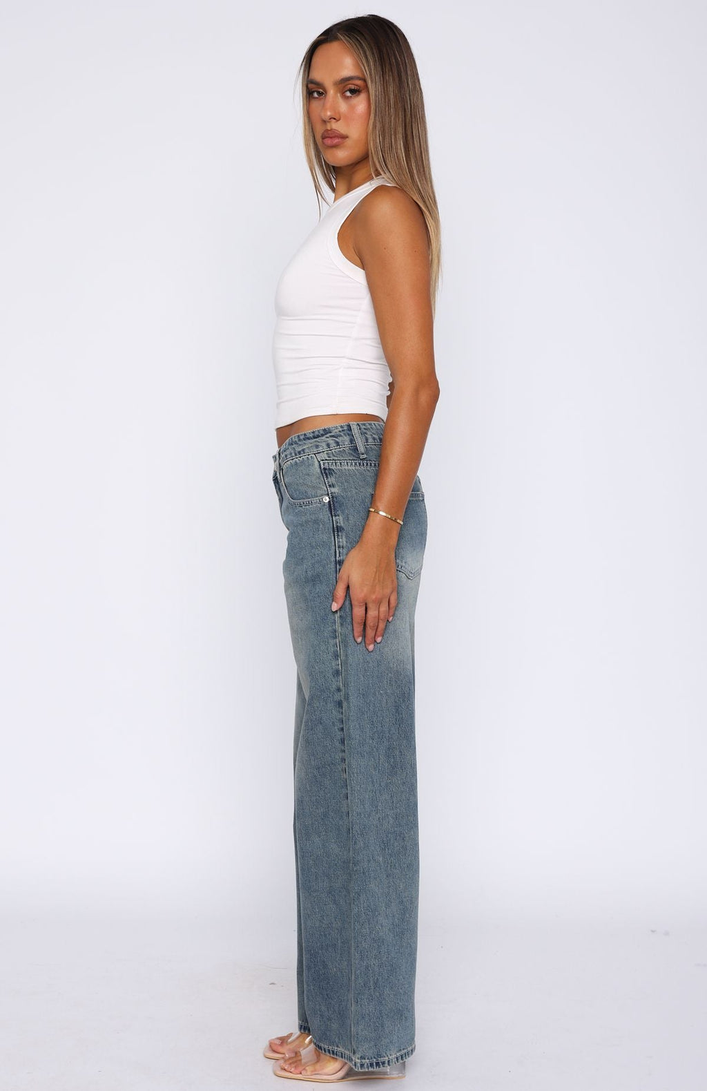 Chelsea Low Rise Straight Leg Jeans Brown Blue Acid
