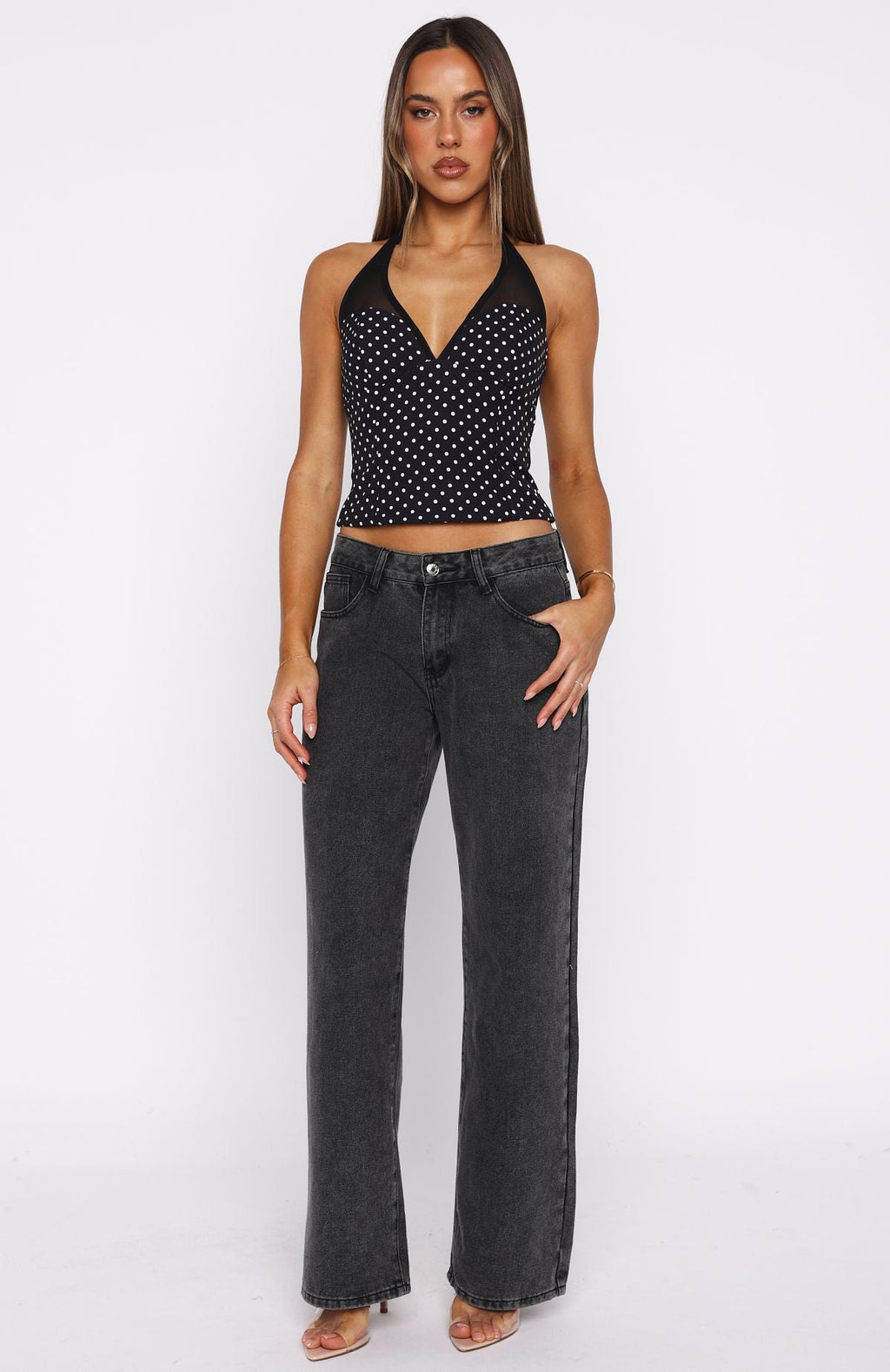 Just Your Type Bustier Black/White Polka Dot