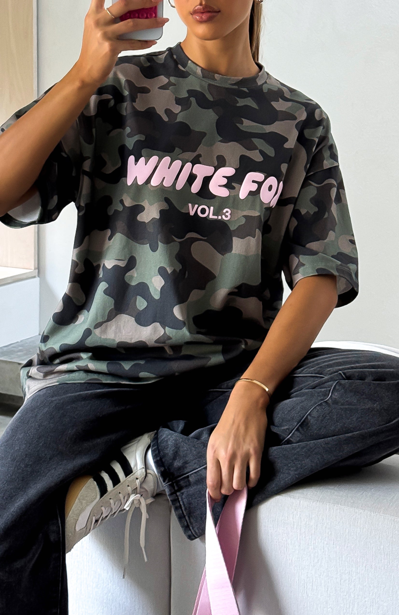 Offstage Printed Oversized Tee Washed Camo