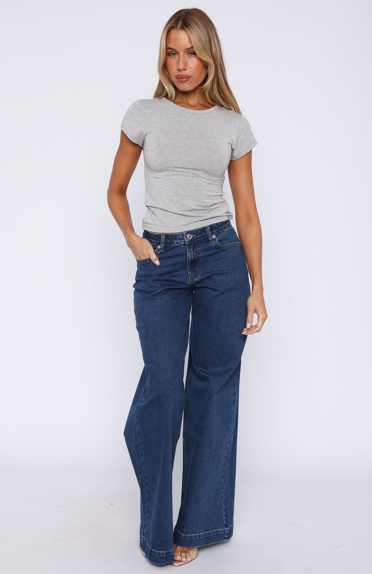 Elena Low Rise Wide Leg Jeans True Blue