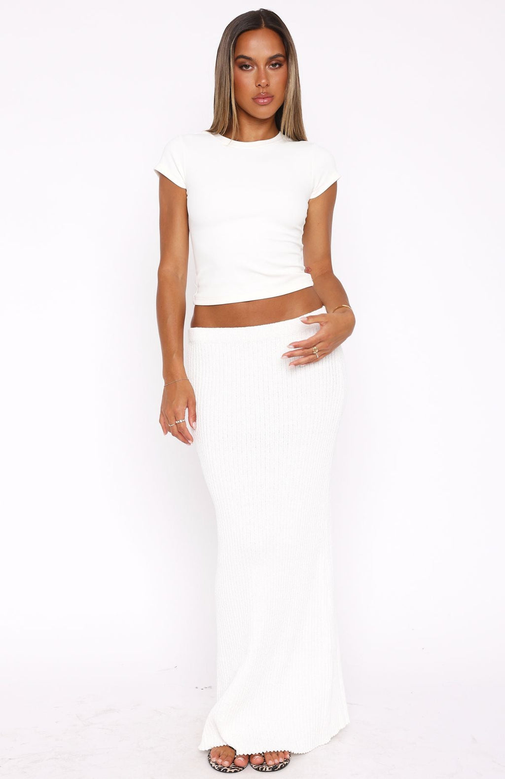 Millionaire Knit Maxi Skirt White