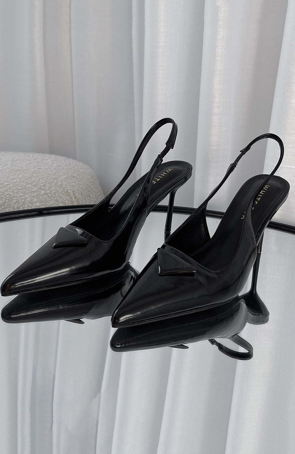 Georgie Slingback Heels Black Smooth