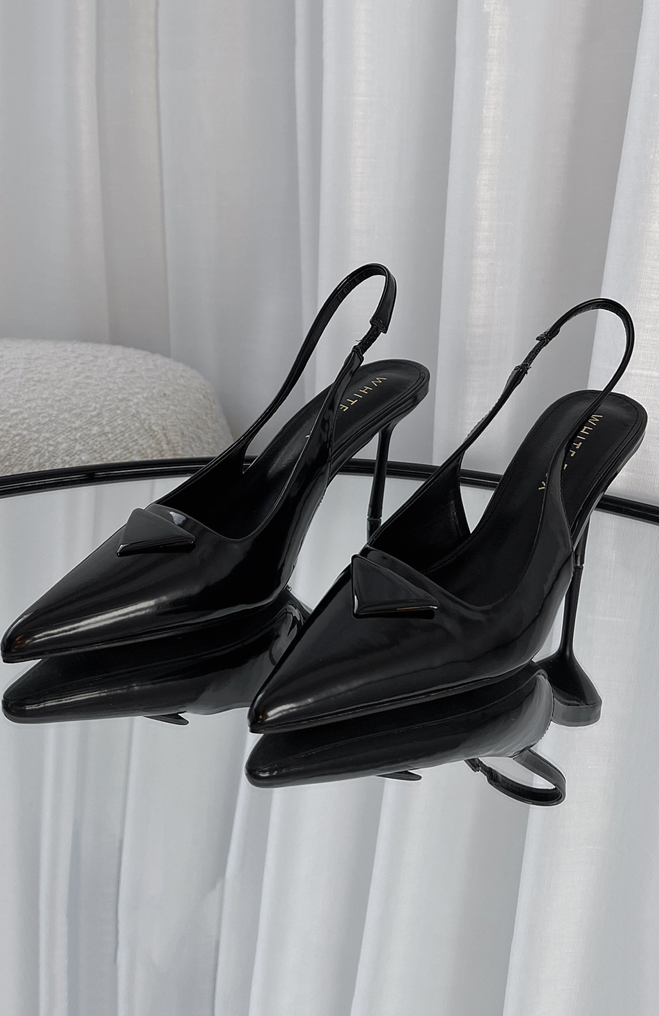 Georgie Slingback Heels Black Smooth