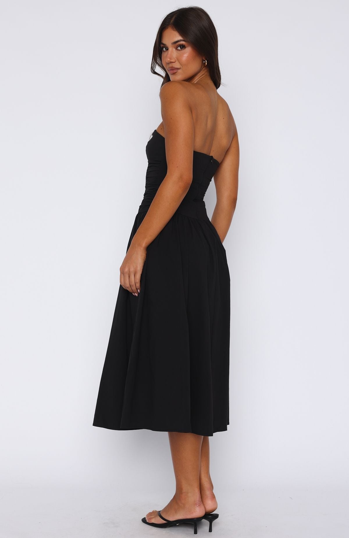 Rich In Love Strapless Midi Dress Black