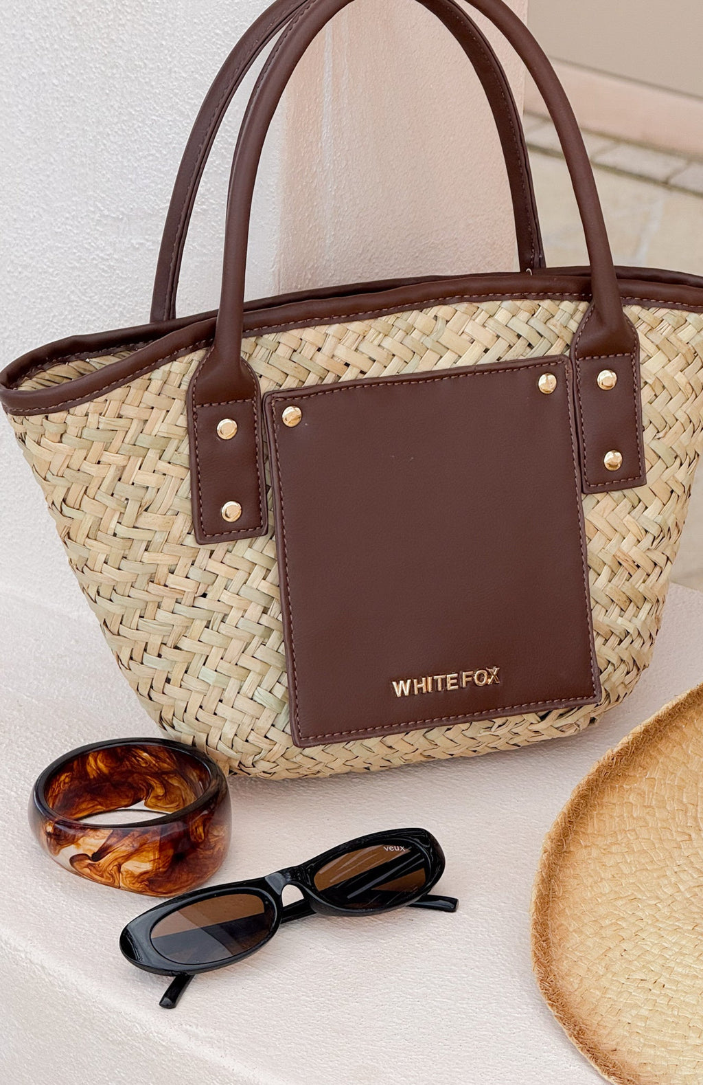 Vivienne Straw Top Handle Bag Chocolate