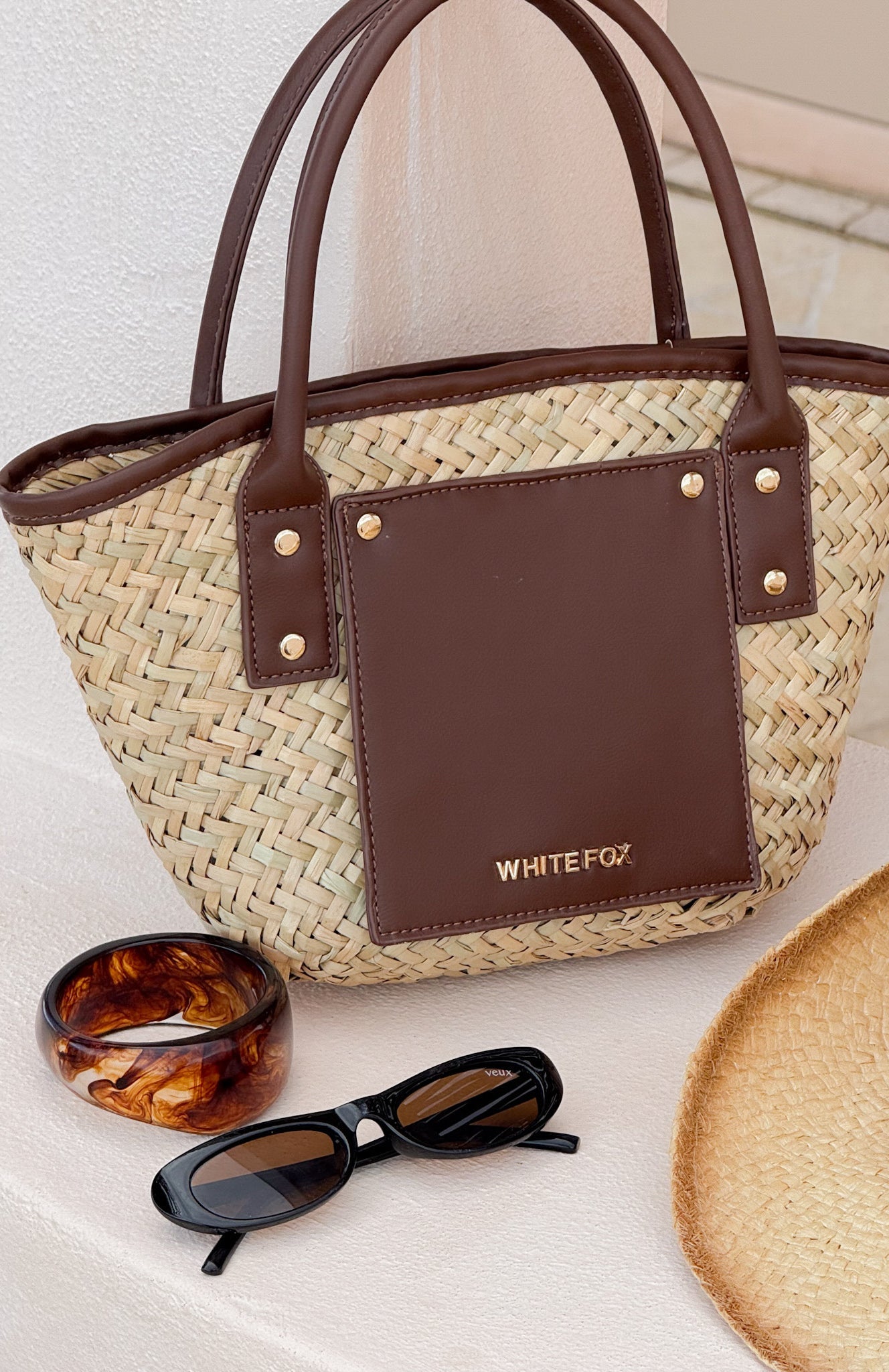 Vivienne Straw Top Handle Bag Chocolate