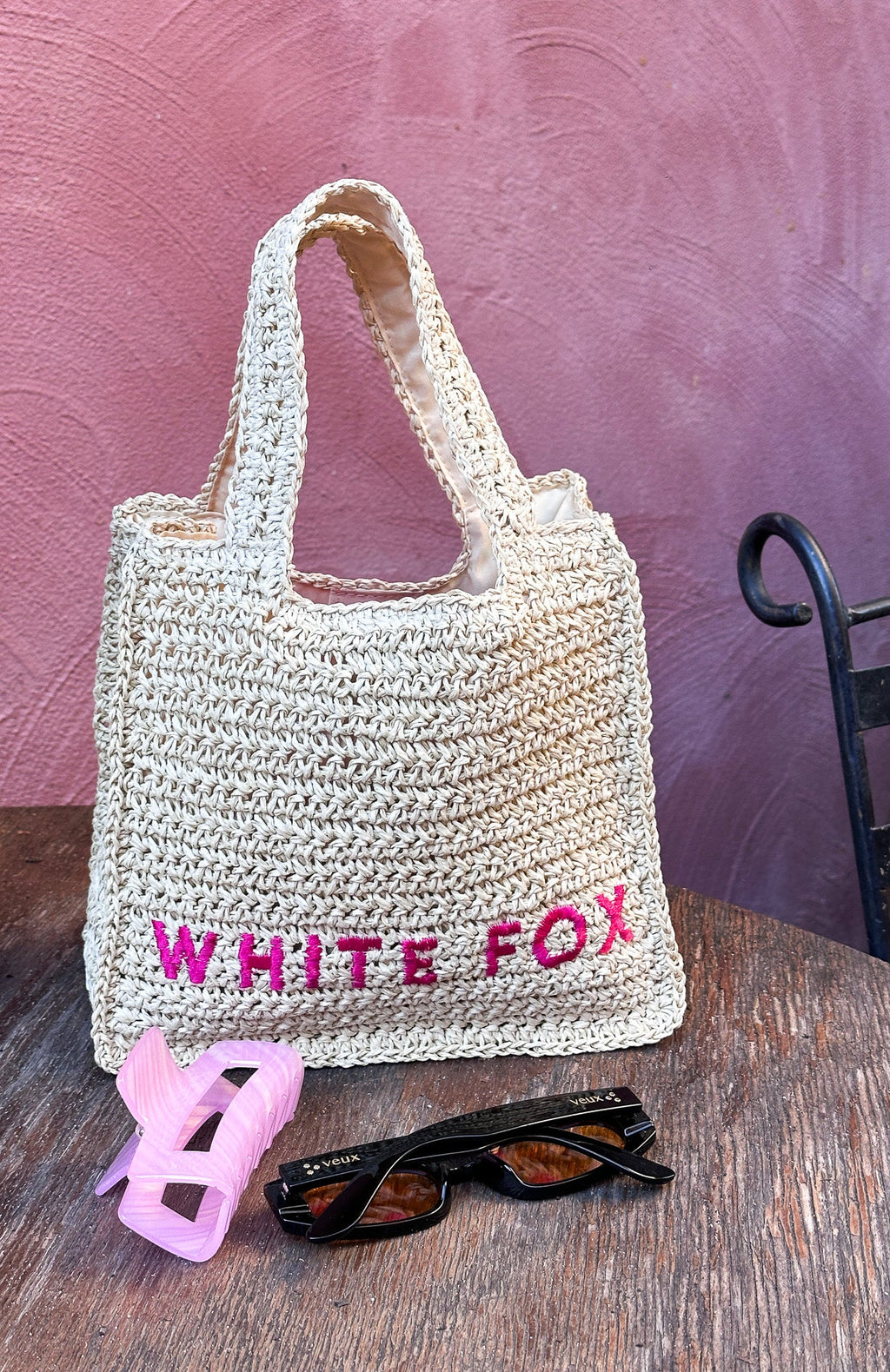Tyrus Small Top Handle Bag Natural/Pink