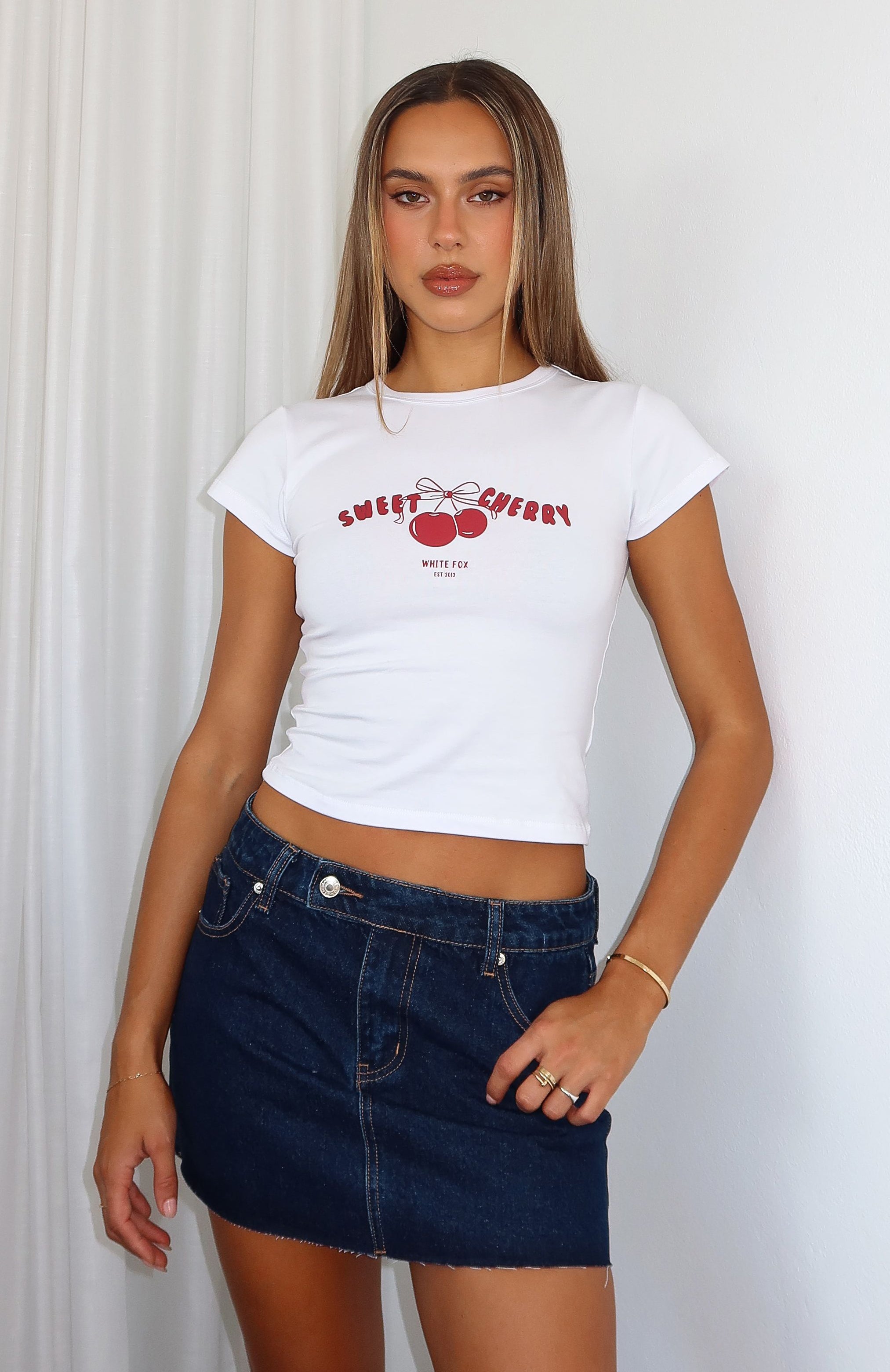 Sweet Cherry Edition Baby Tee White