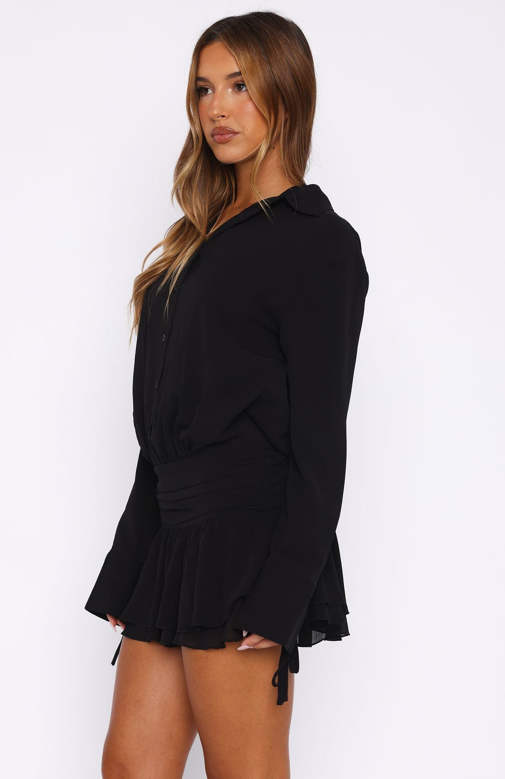 Can't Get Me Long Sleeve Mini Dress Black
