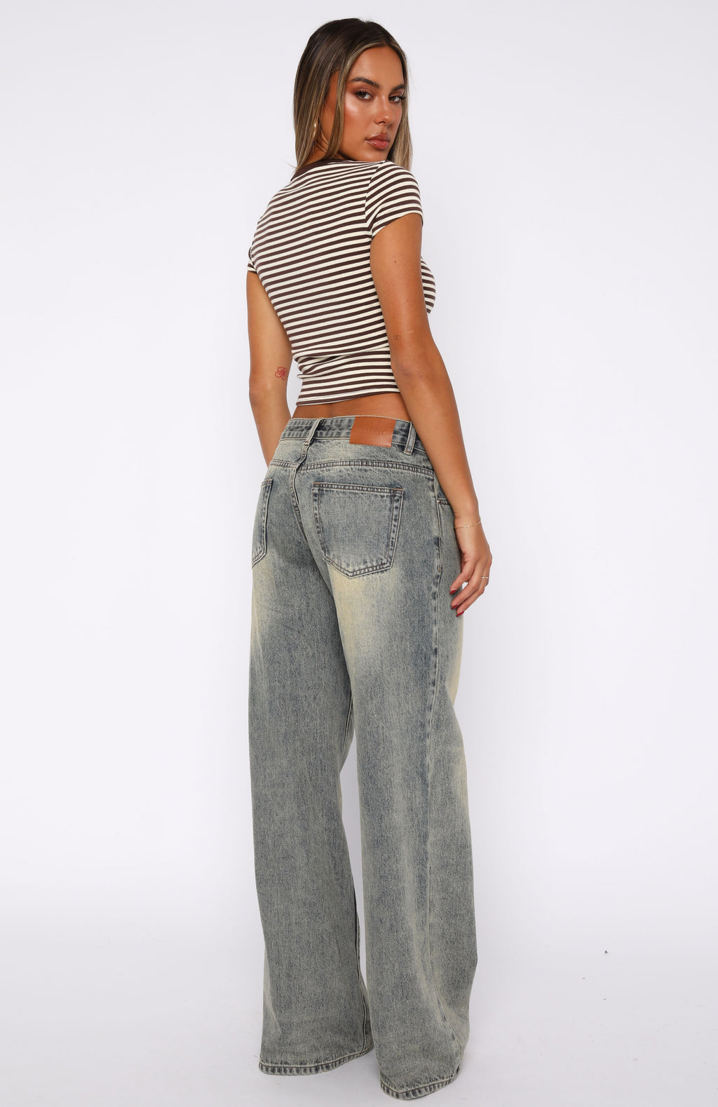 Maeve Low Rise Wide Leg Jeans Sand