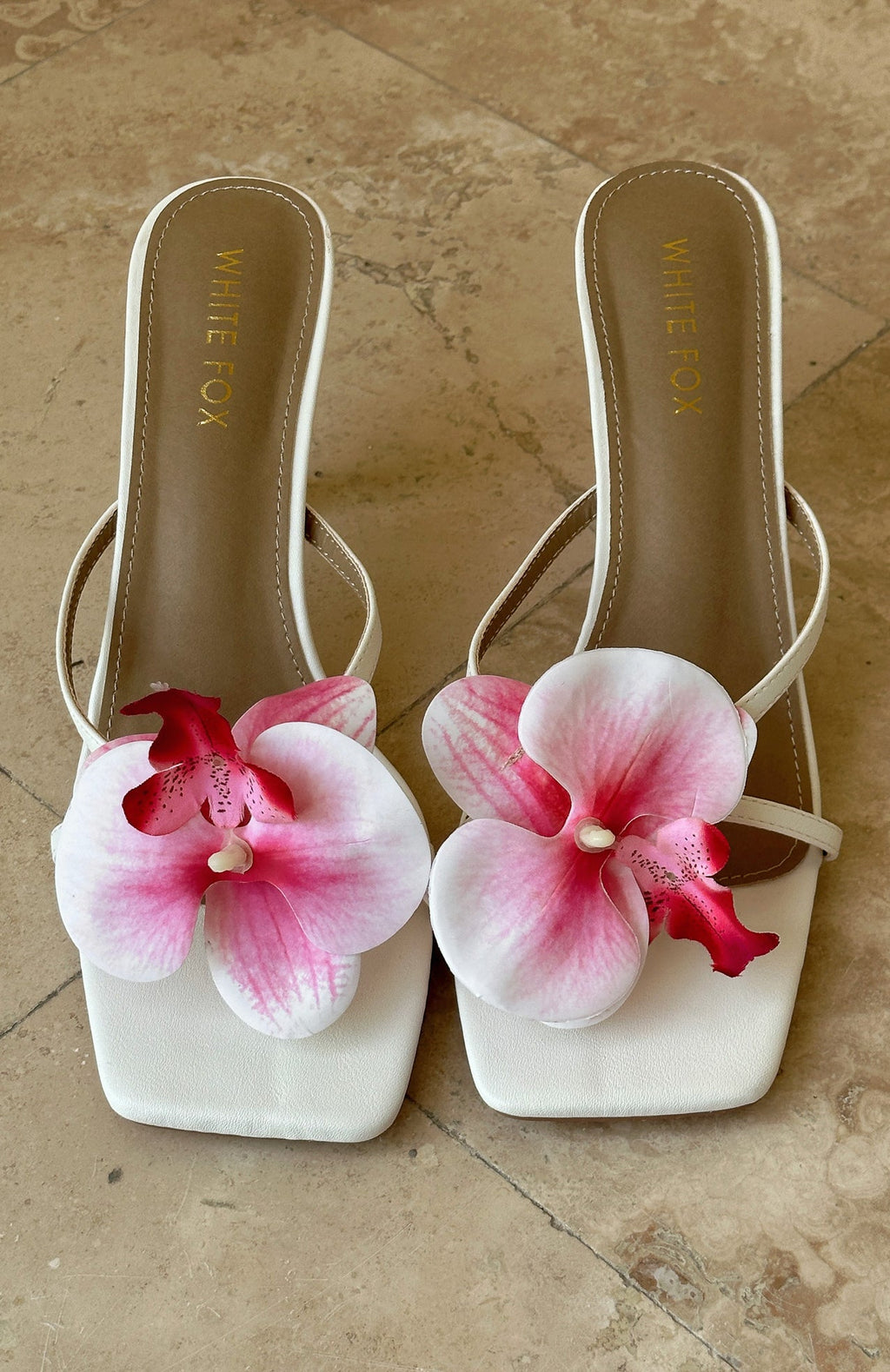 Megan Orchid Mules White/Pink