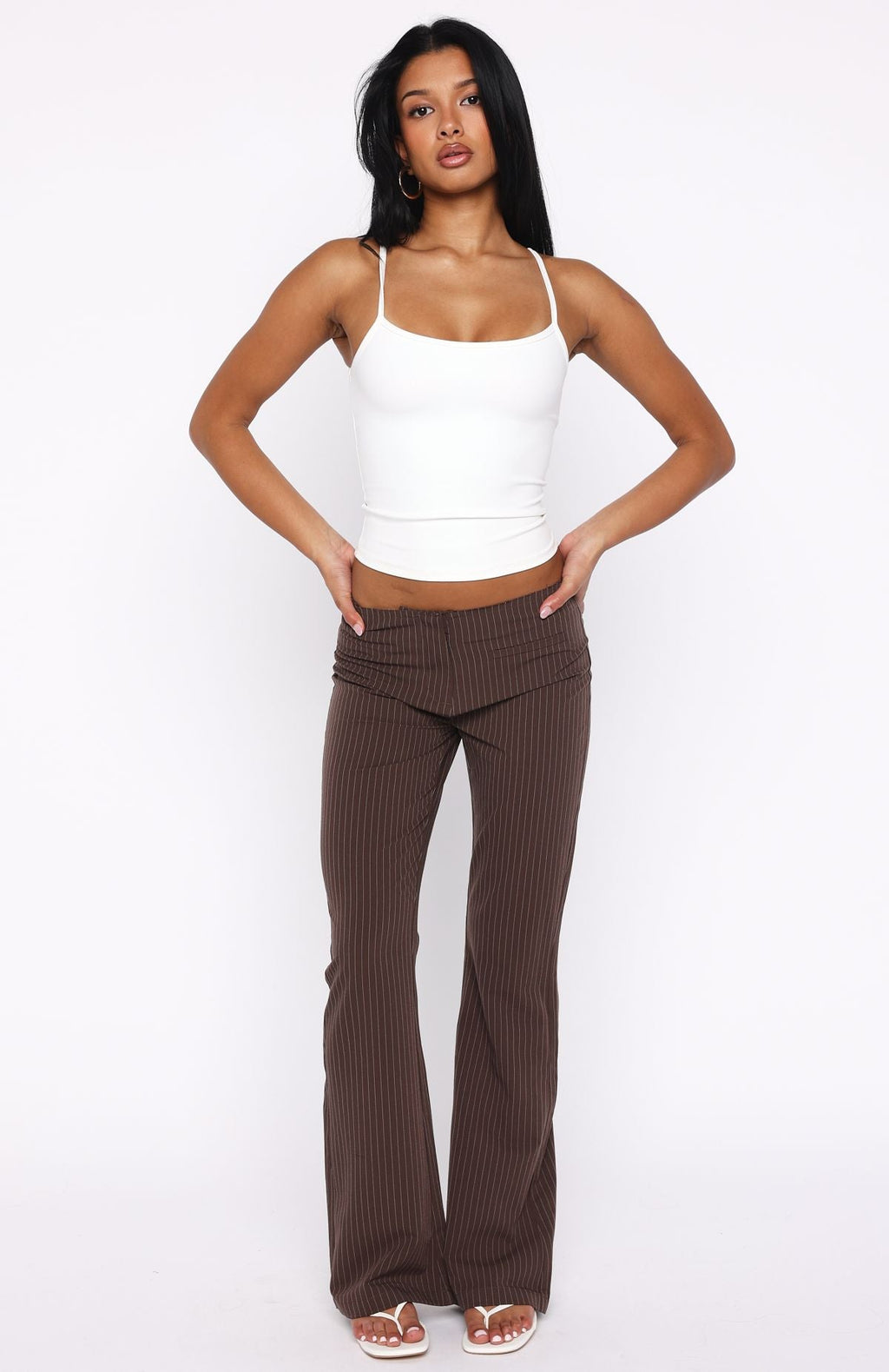 Getting You Close Pants Chocolate Pinstripe