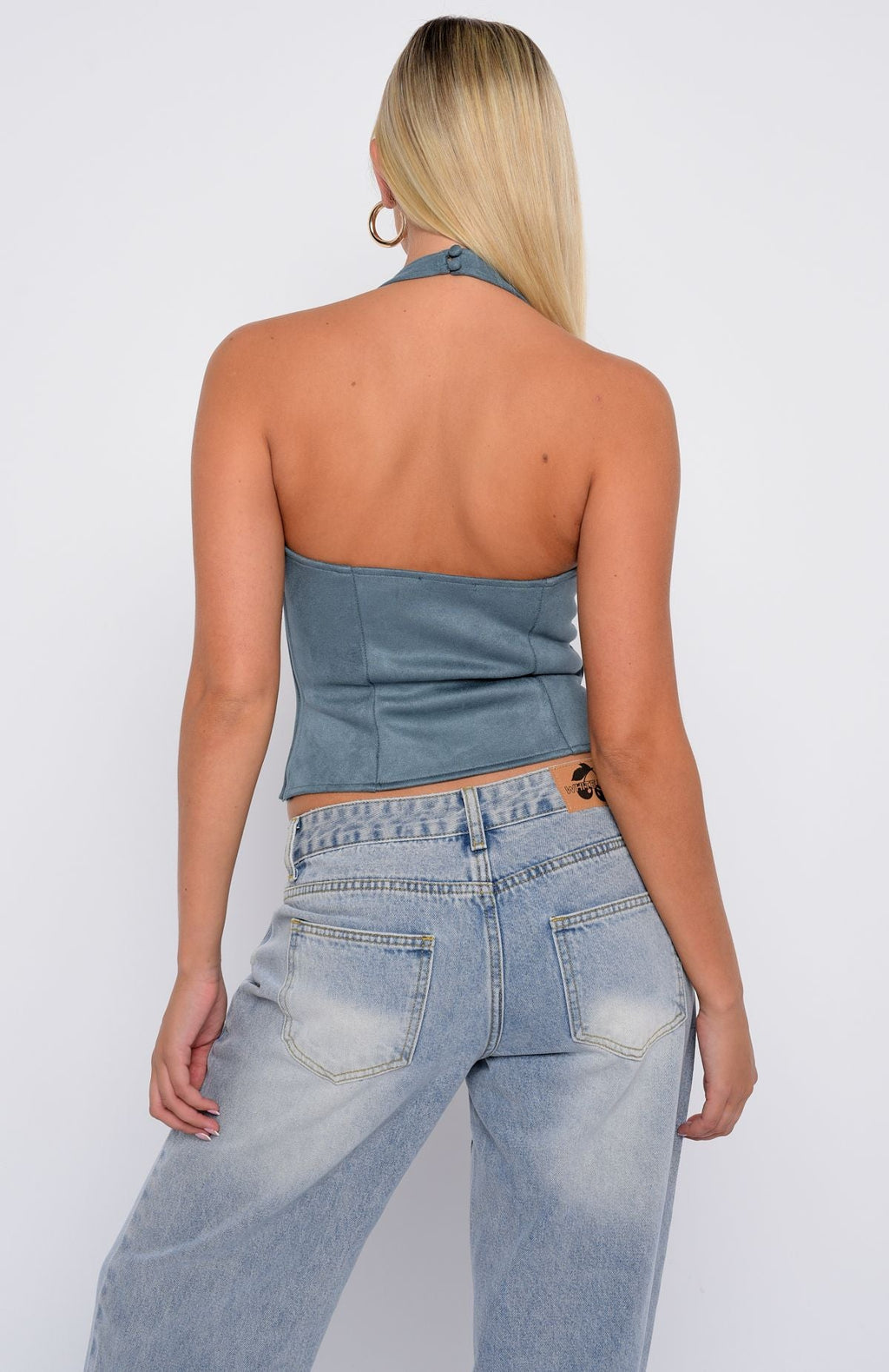 Truth In The Lie Faux Suede Bustier Steel Blue