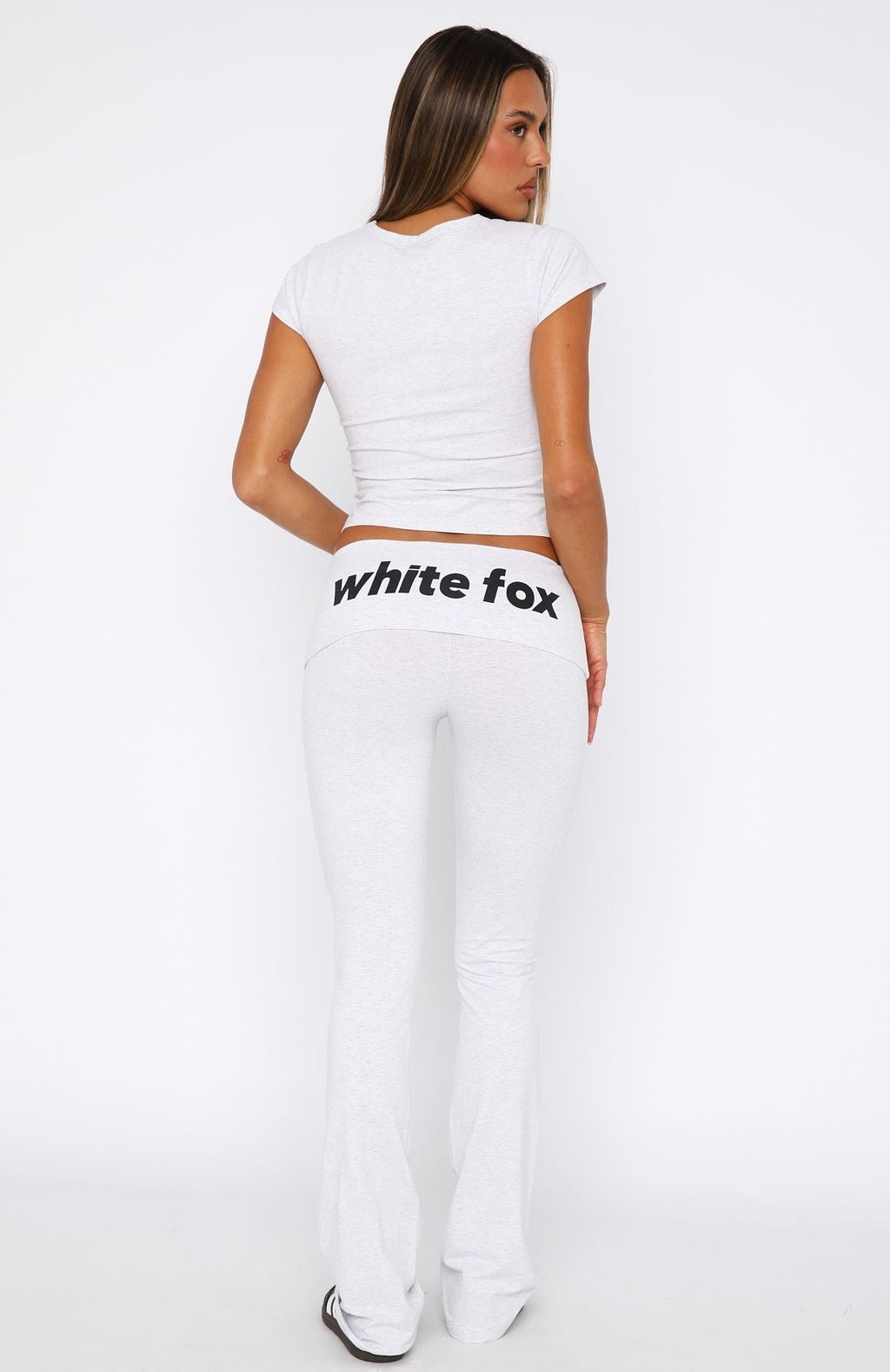 From The Archives Gigi Fold Over Flare Pants Grey Marle