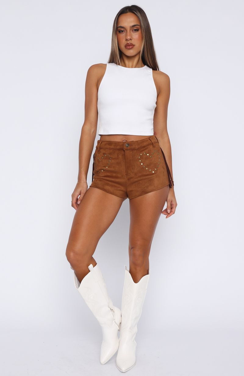 If I Had A Heart Suede Shorts Almond
