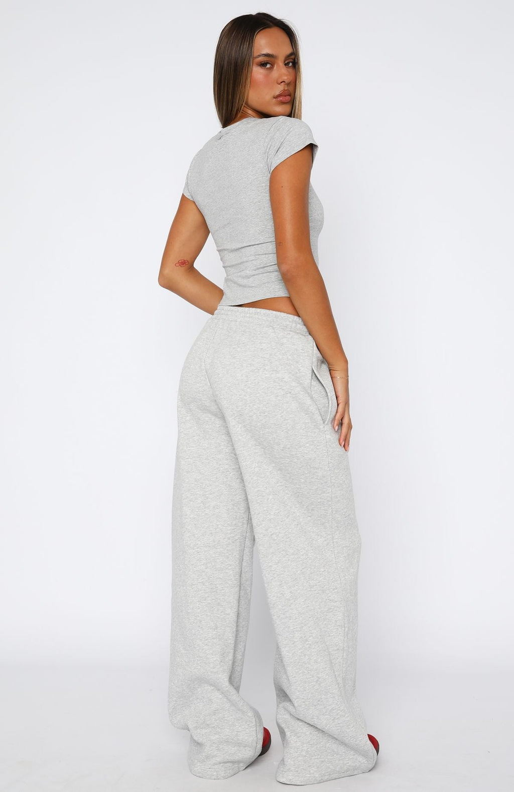 From The Archives Jaxx Wide Leg Sweatpant Dark Grey Marle