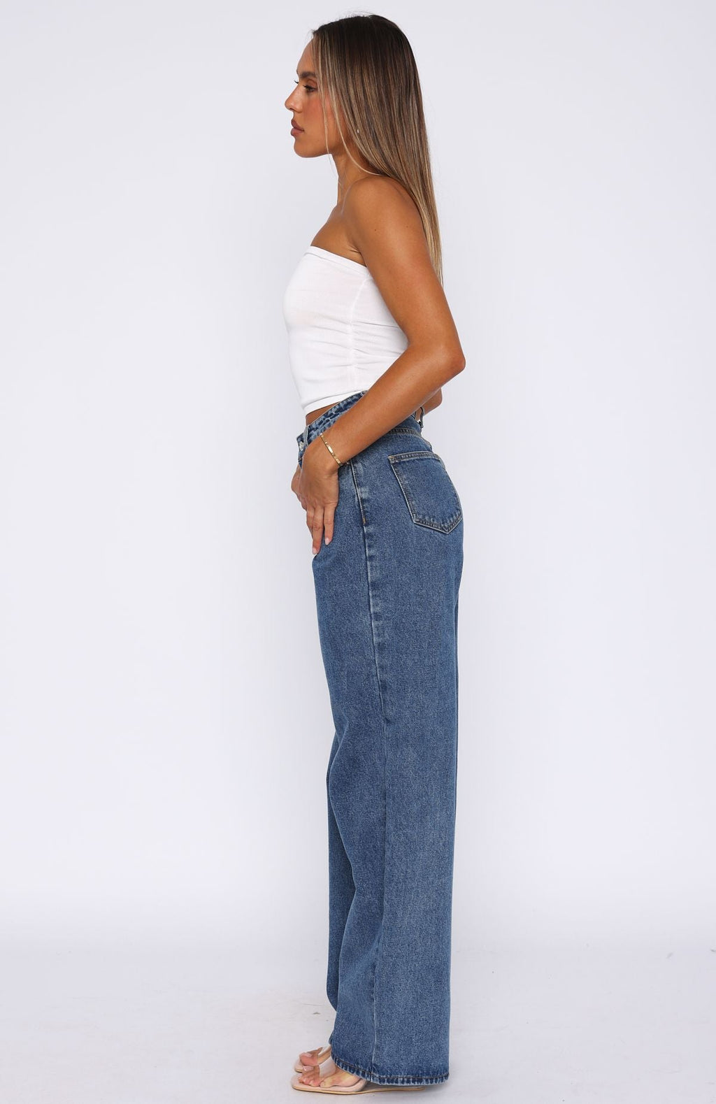 Bring The Style High Rise Wide Leg Jeans Admiral Blue