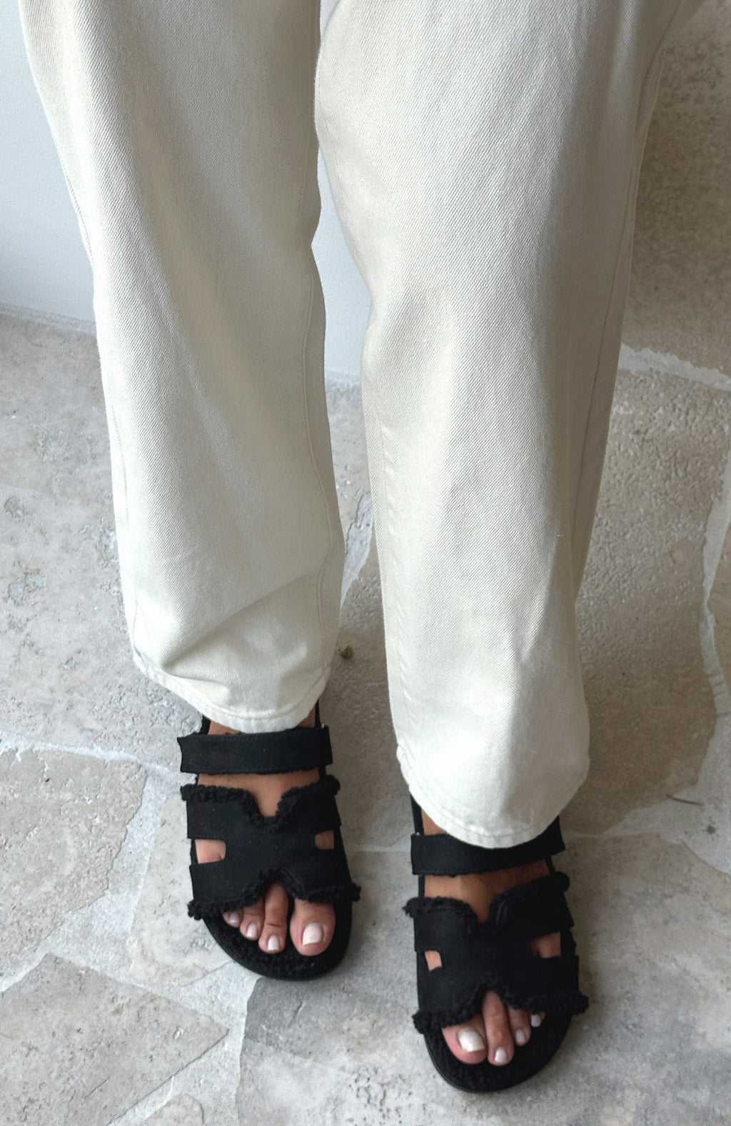 Sandra Shearling Sandals Black