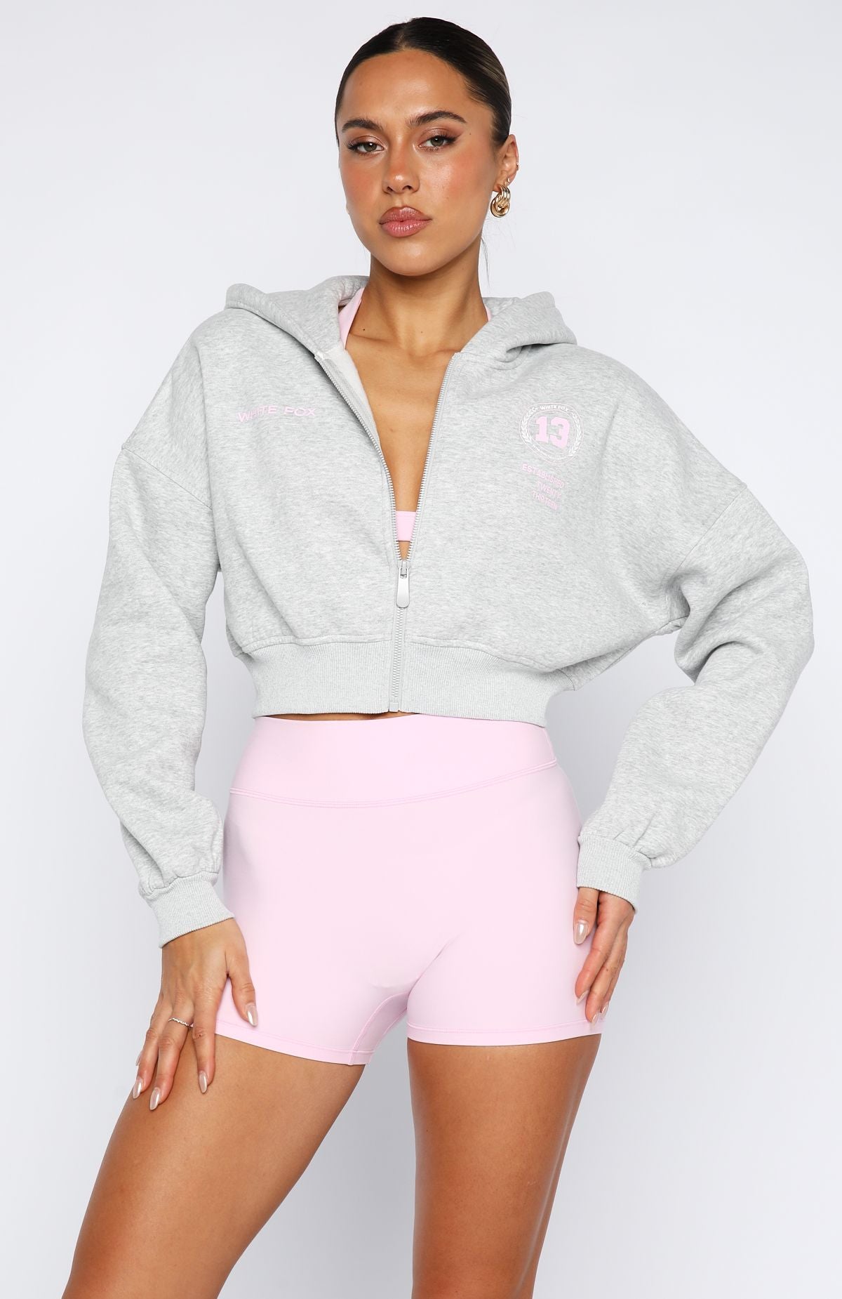 Love For The Game Cropped Zip Hoodie Dark Grey Marle