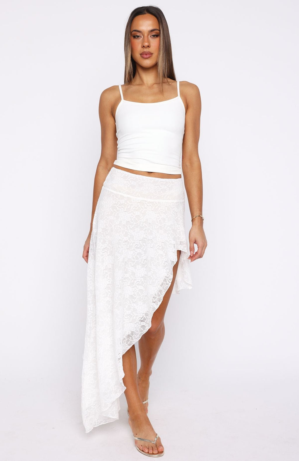 Dancing On My Own Midi Skirt White