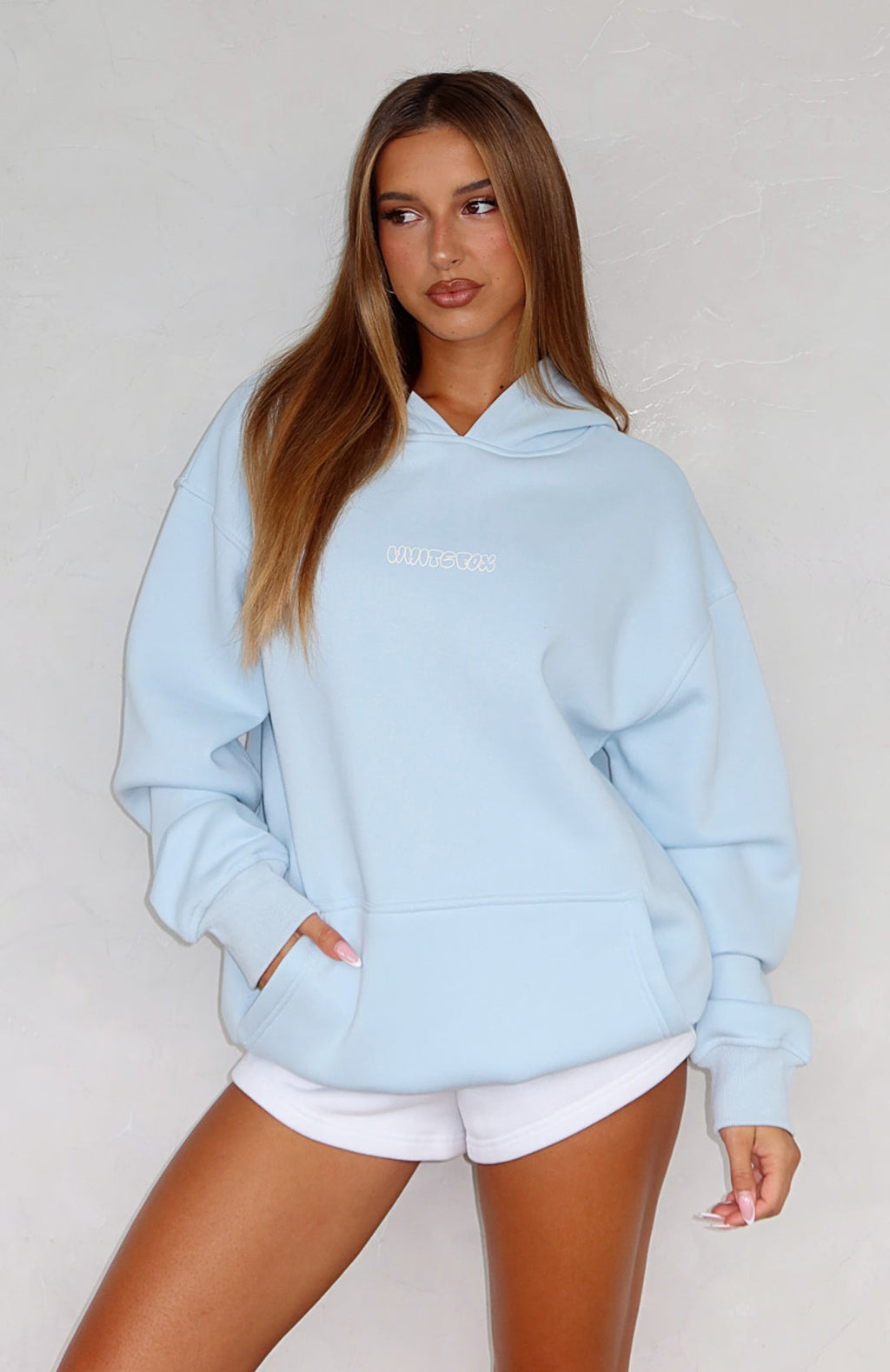 Take A Guess Oversized Hoodie Baby Blue