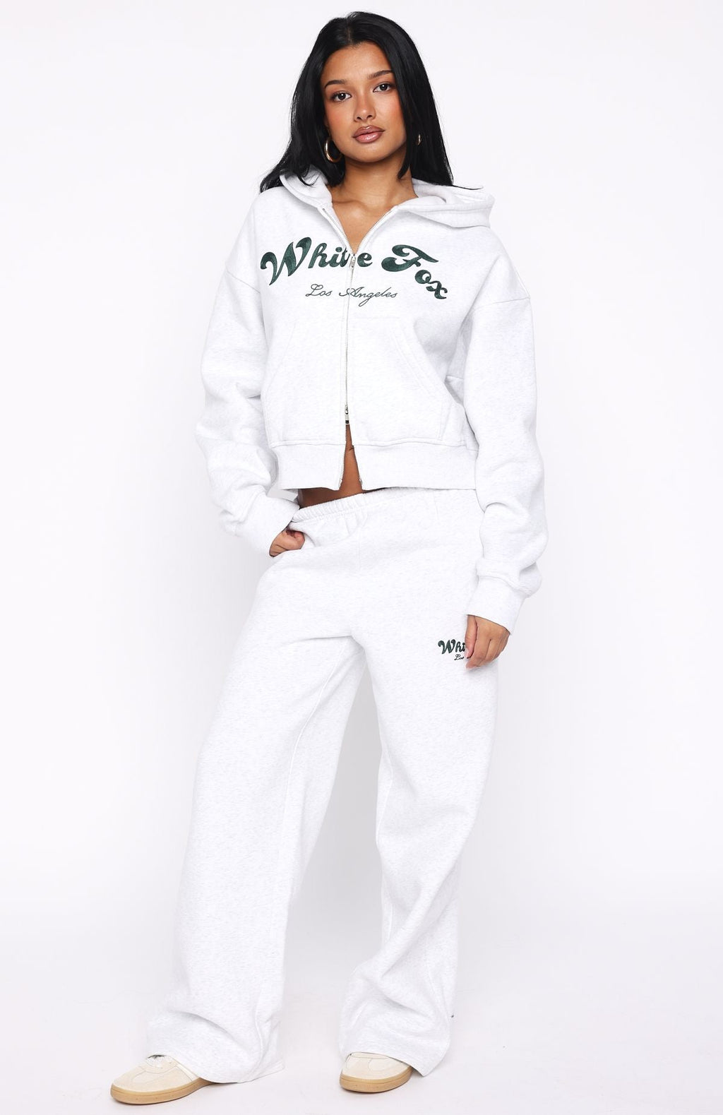 Through Thick And Thin Boxy Zip Front Hoodie Grey Marle