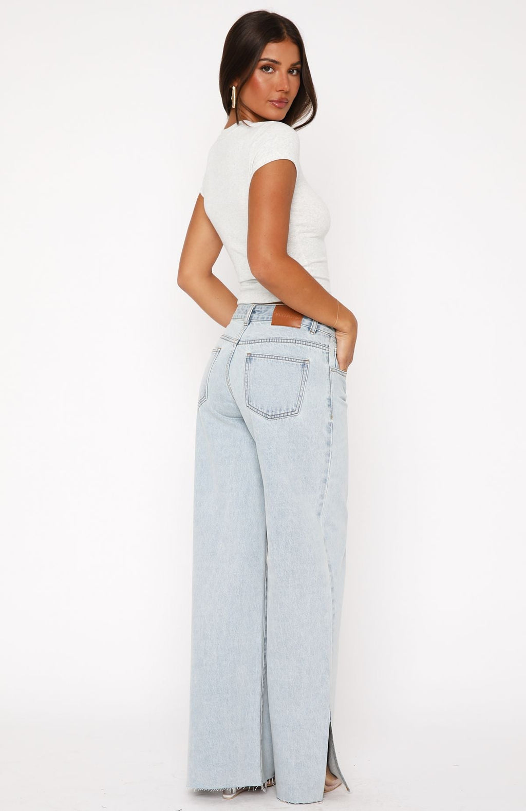 Summer Mid Rise Wide Leg Jeans Glacier Blue