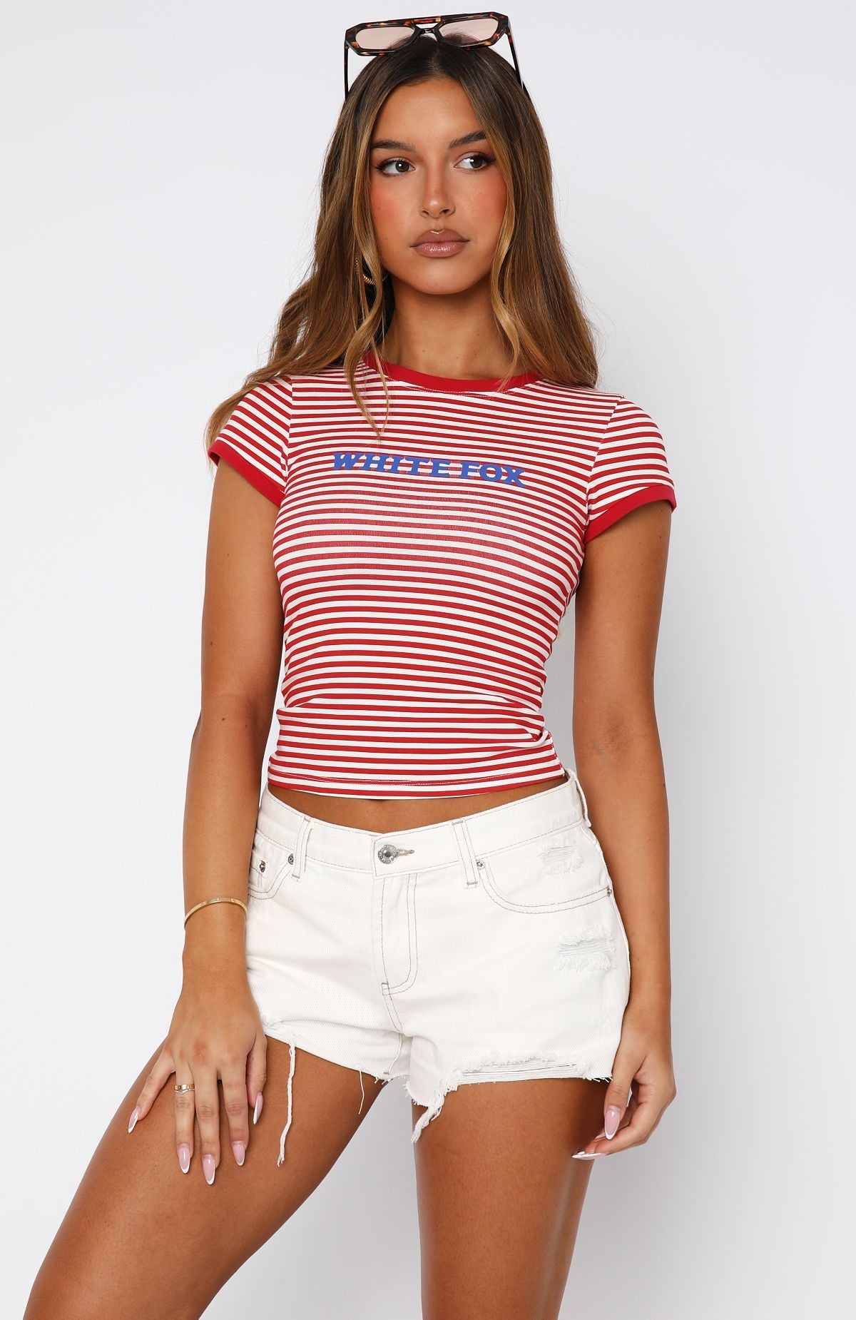 Weekend High Baby Tee Red Stripe