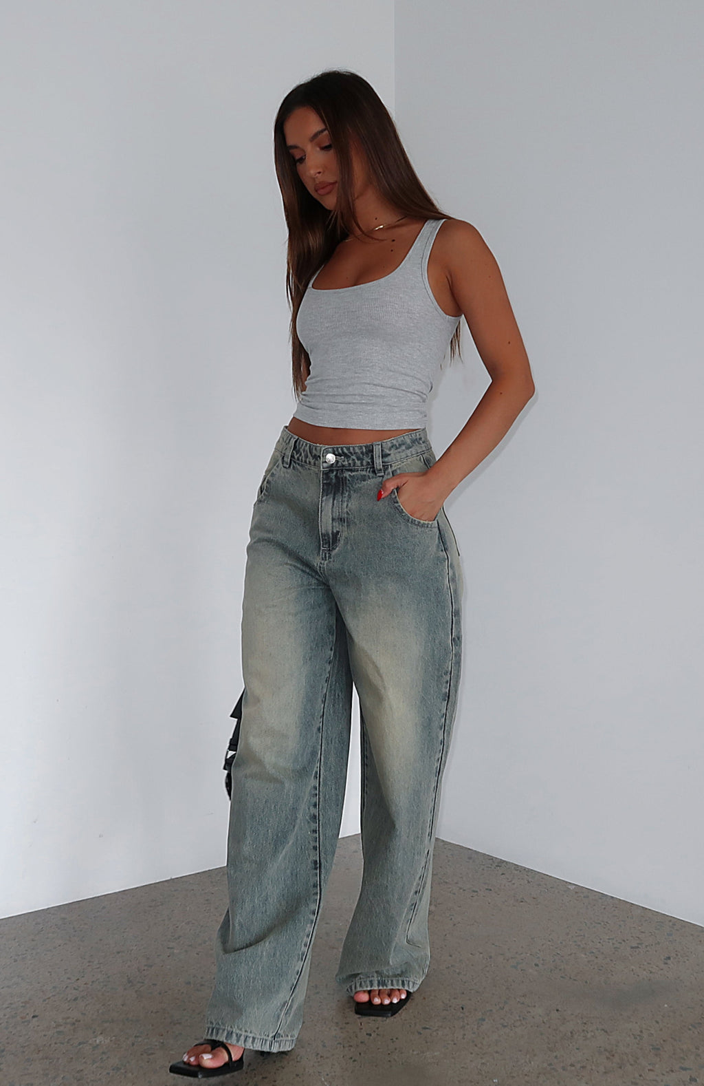 Willow Mid Rise Wide Leg Jeans Sand