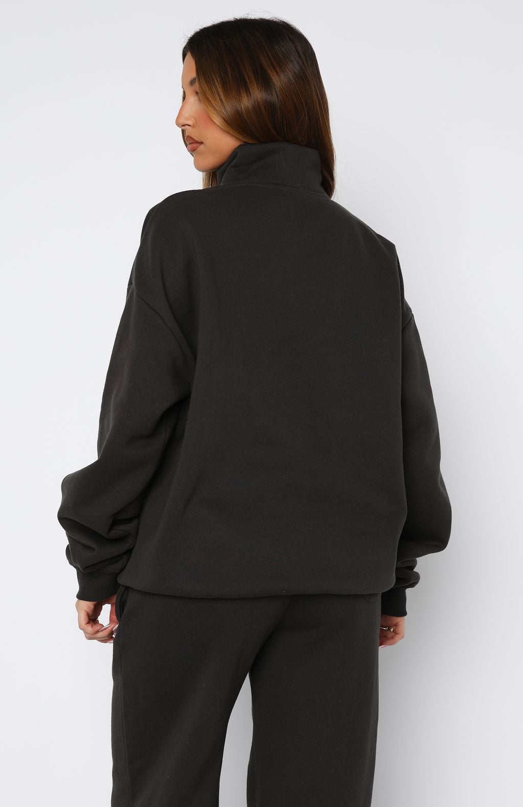 Match Your Words Zip Front Sweater Charcoal