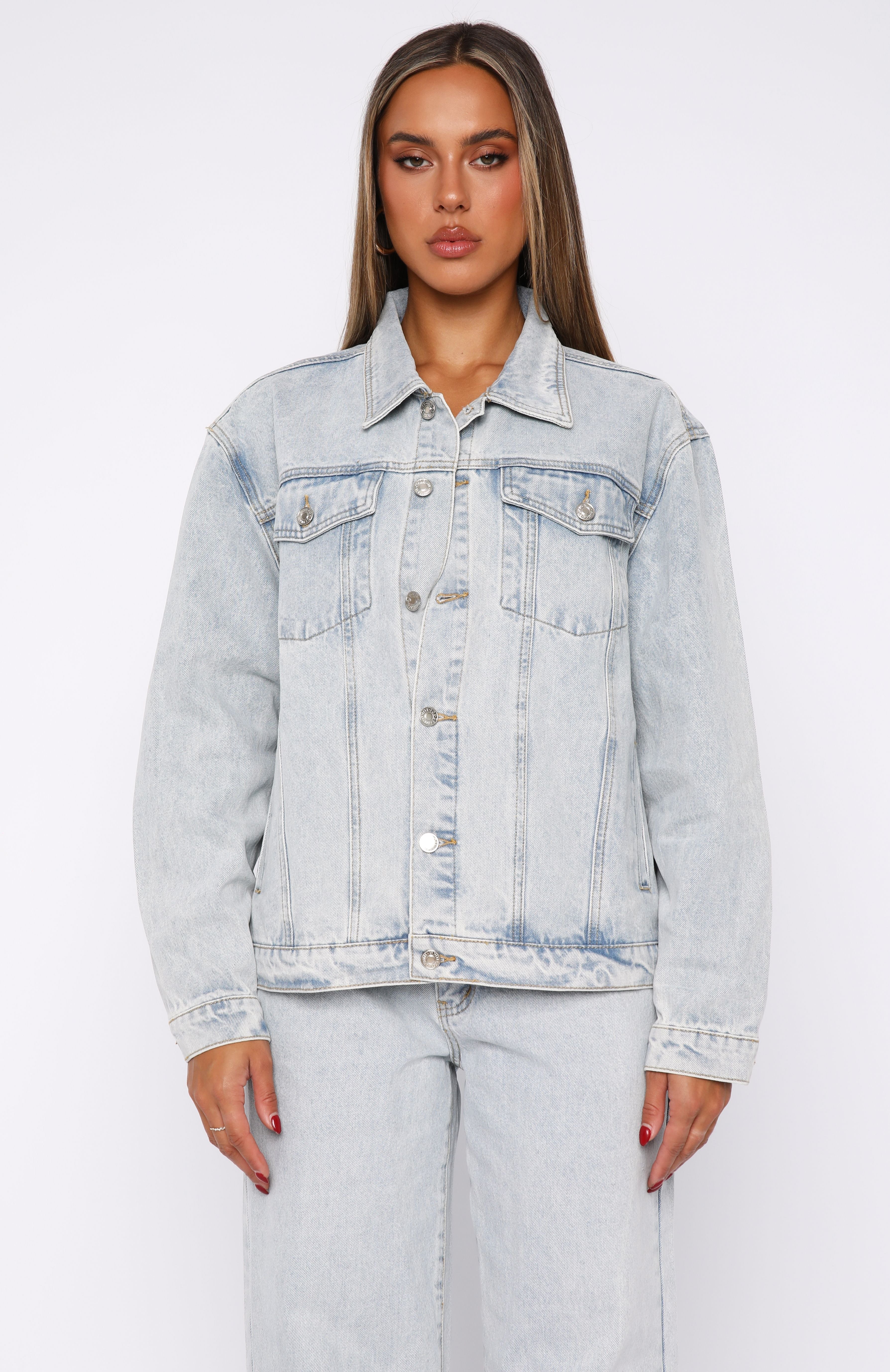 Adriana Oversized Denim Jacket Glacier Blue
