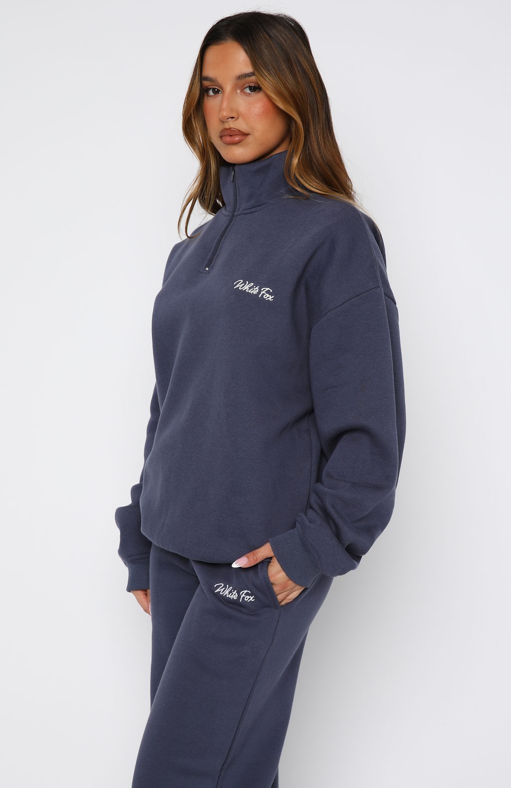 Match Your Words Zip Front Sweater Navy