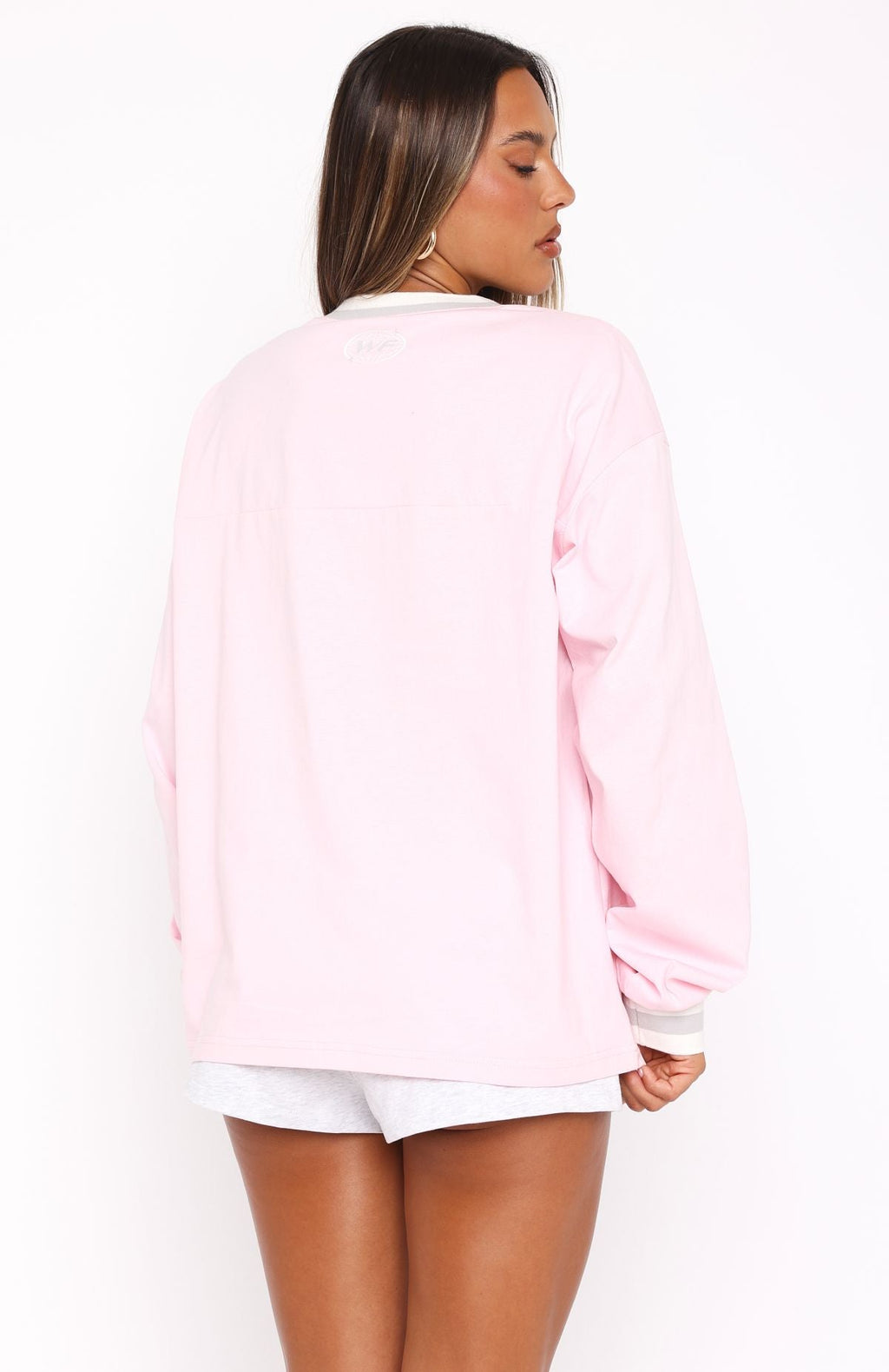 Let's Just Be Friends Long Sleeve Oversized Jersey Pink